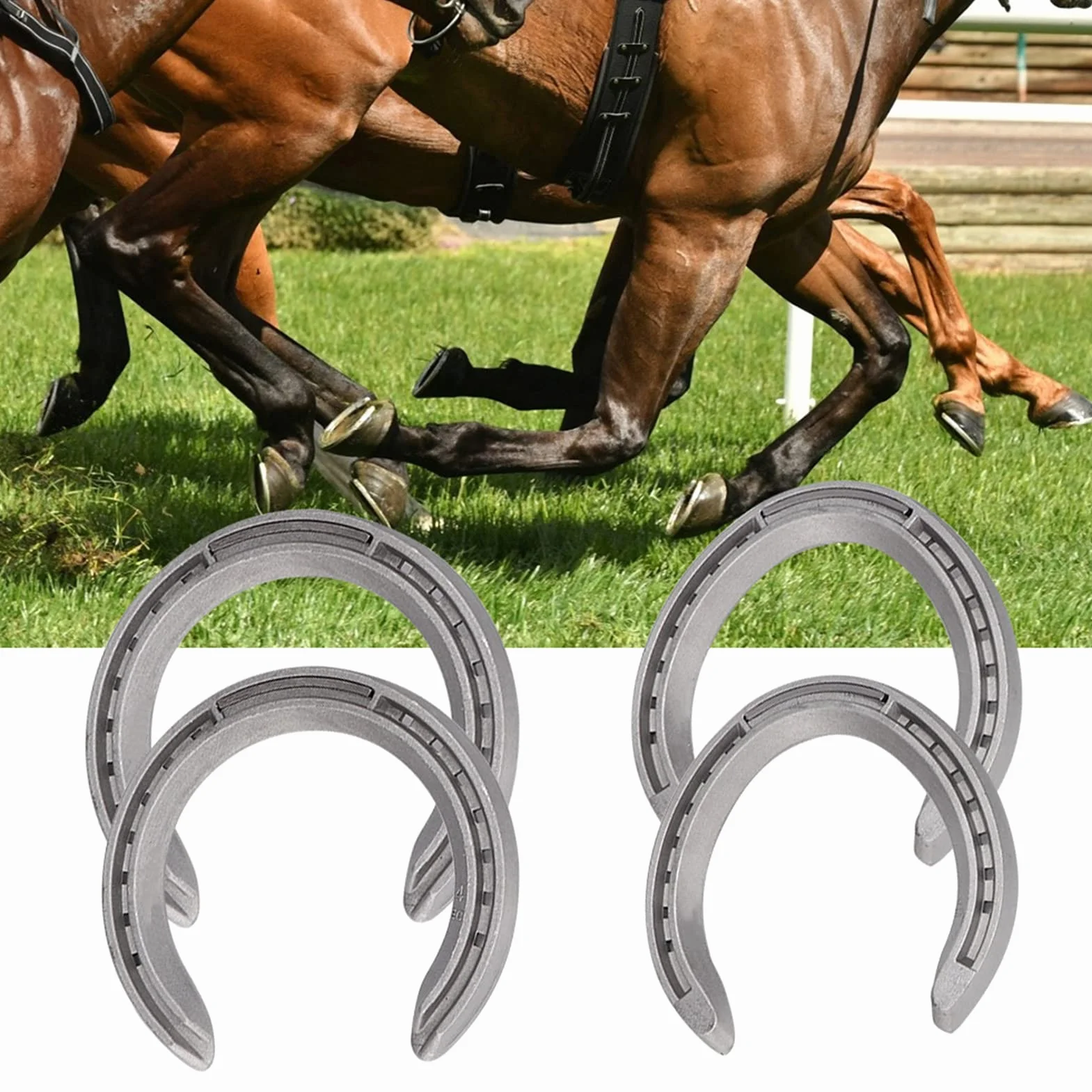 Kit de Fer à Cheval en Alliage d'aluminium 4 Pièces, Fers à Cheval de Sport Durables pour Les Courses de Chevaux avec Différentes Tailles pour Un Ajustement Optimal (4)