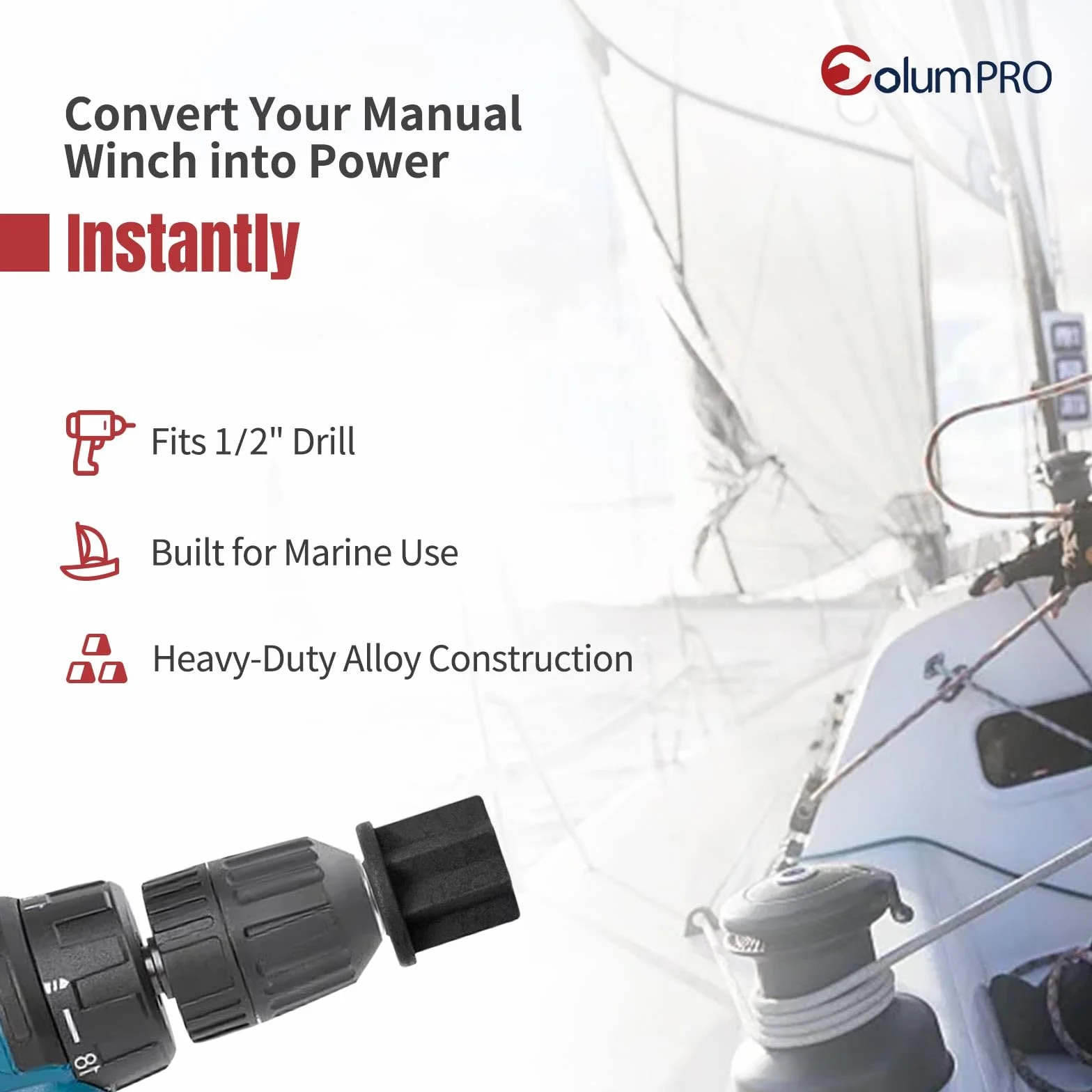 Adaptateur pour perceuse sans fil et treuil à voile, convertir en treuil motorisé