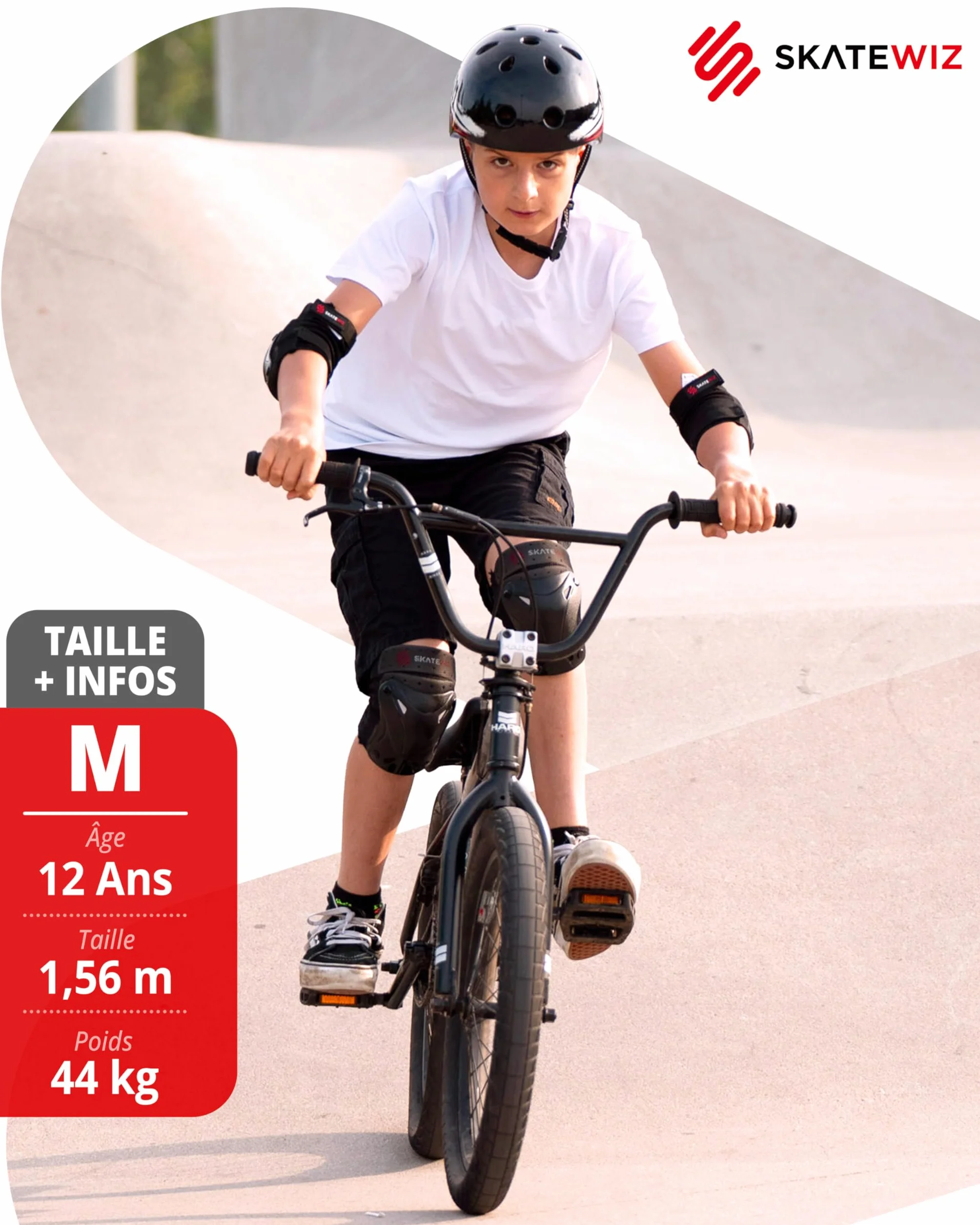SKATEWIZ Sets de Protection Roller Enfant & Adulte - Protect-1 Protection Skateboard - Protege Genoux Skate Adulte Enfants et Adultes - Overboard, BMX
