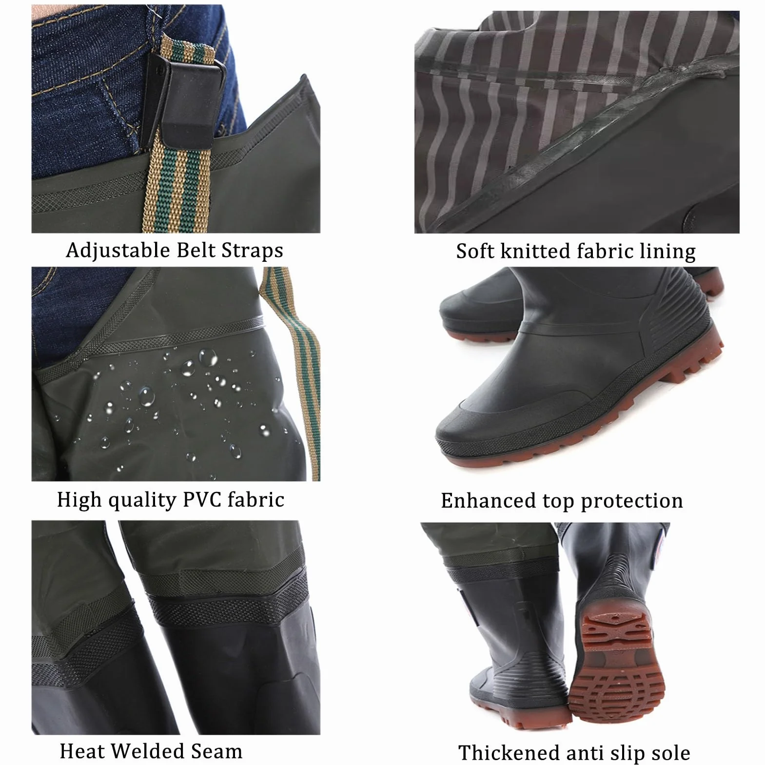 Waders Cuissardes Imperméables pour Hommes Et Femmes, Bottes De Pêche Et De Chasse De 80 Cm De Haut, Bottes De Cuissardes Antidérapantes Et Robustes