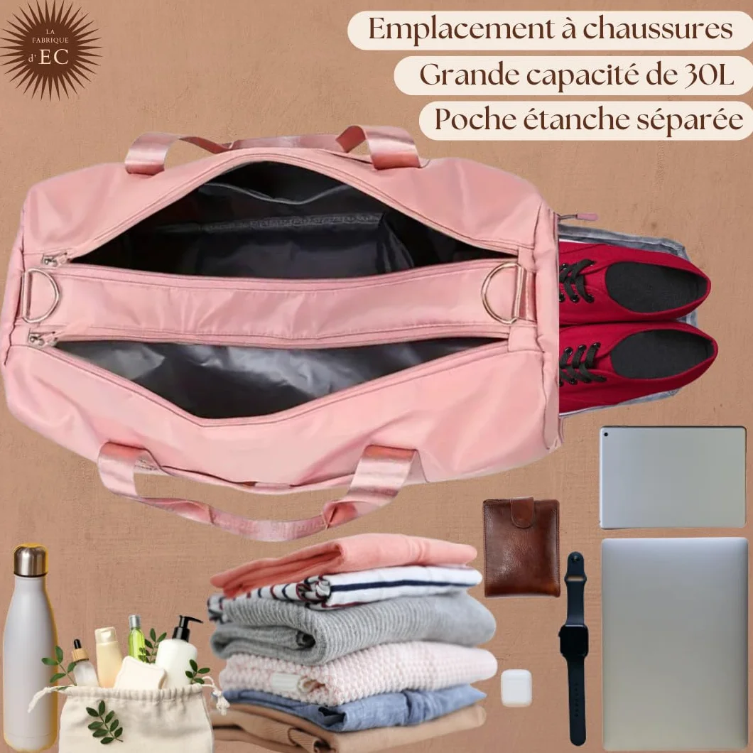 Sac de Sport Souple Rose 30L Gym La Fabrique d'EC
