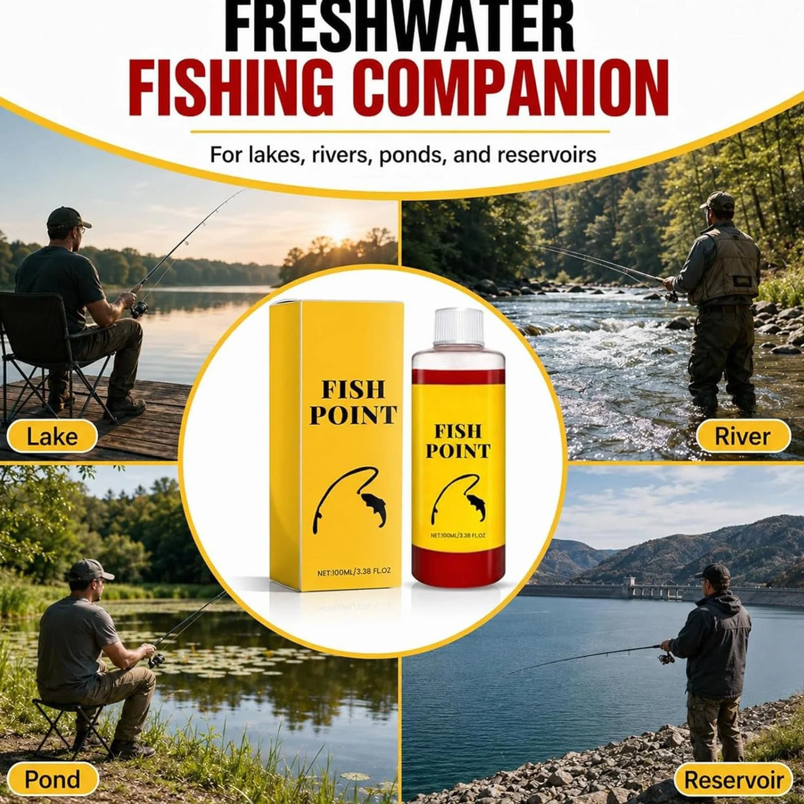 Concentrated Fish Attractant Liquid, Red Worm Formula Fishing Scent Bait Additive, 100ml Fish Point Liquid for Freshwater Fishing Trout Panfish