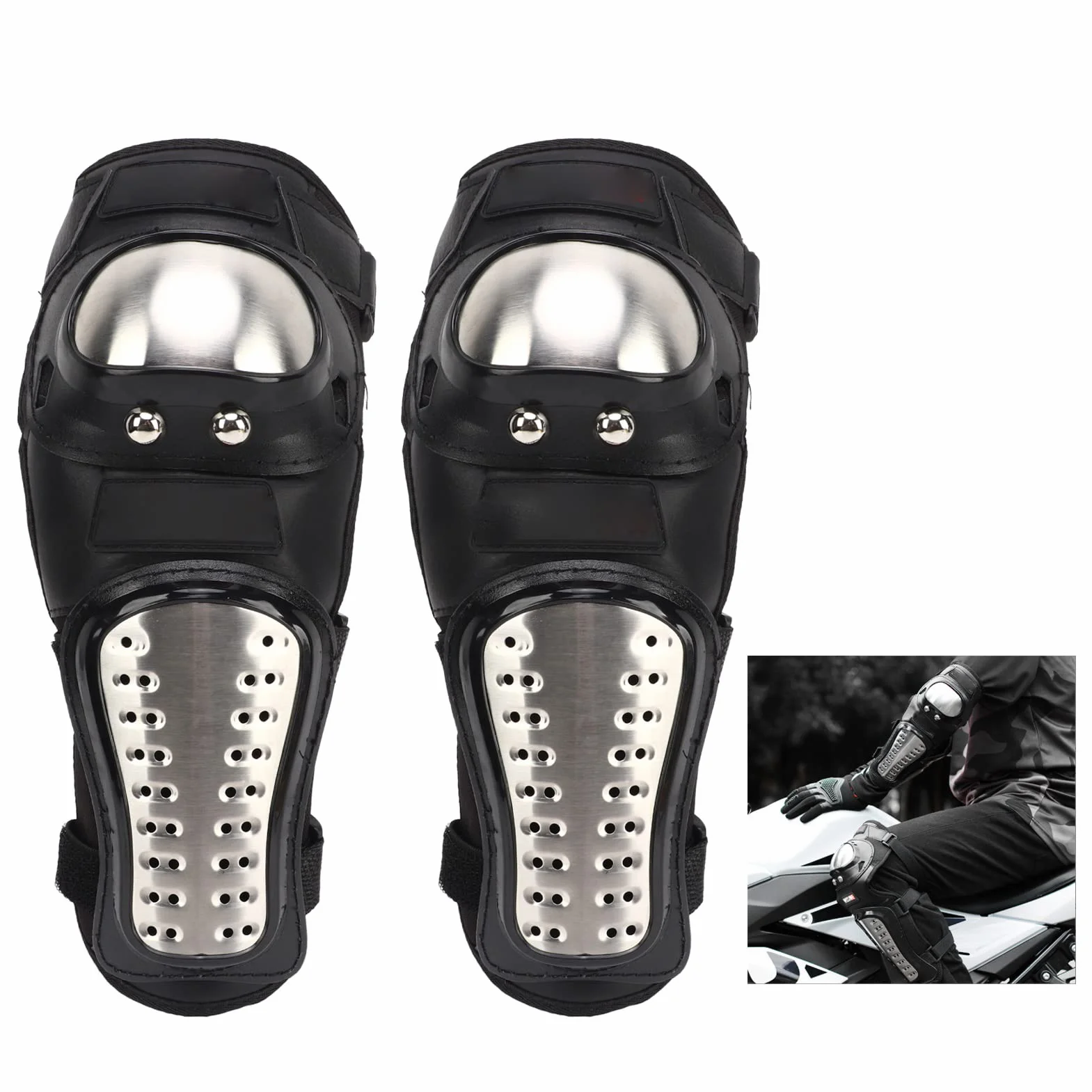 Protecteur de Coude Moto, Résistance à la Chute, Acier Inoxydable, EVA Flexible, Protection Équitation, pour Riders, Cyclisme, Aventure, Sports Extérieurs, Vélo de