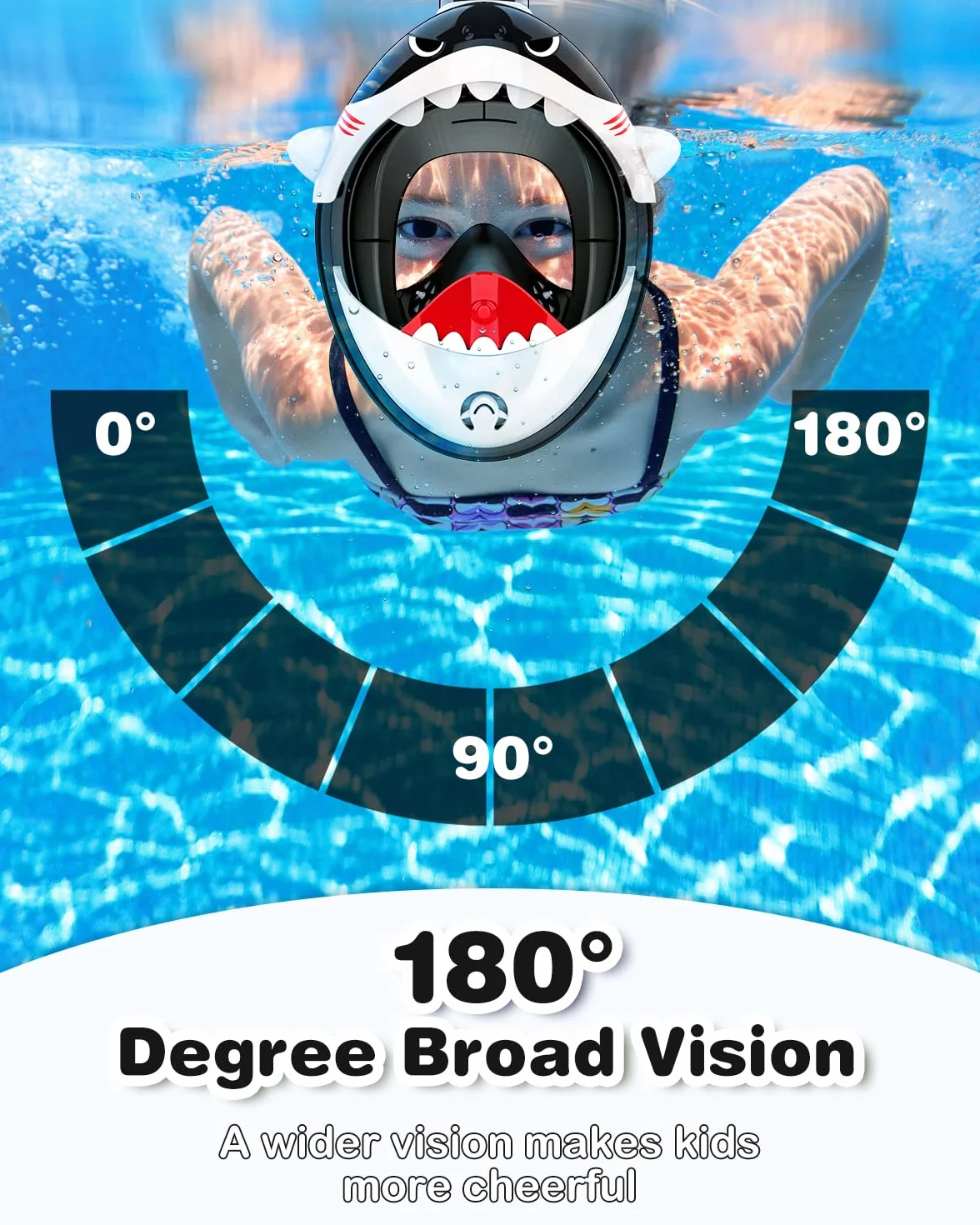 Masque de Plongée Enfants Intégral,180° HD Anti-Leak Anti-Fog Masque de plongée pour Kinds Système de Jouets avec Tuba à Sec Design Mignon pour Les Enfants de 4~14 Ans