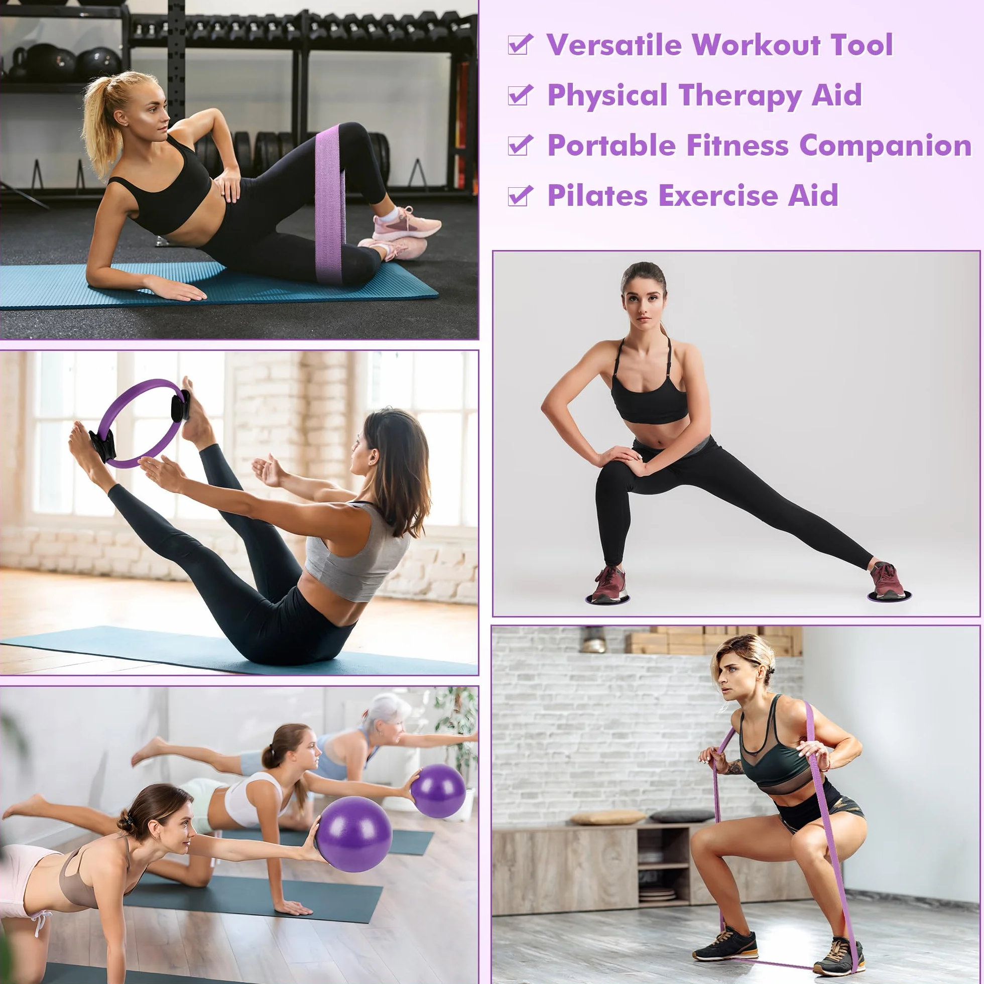 Goocrun Pilates Ring Set Exercise Equipment Resistance Bands