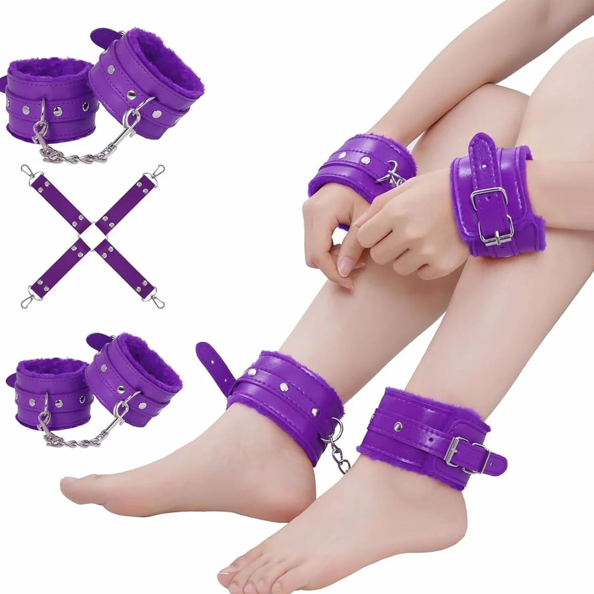 Ensemble de 12 pièces en Cuir Peluche Accessoires d'entraînement Sportif pour Gants de Fixation Mains et Pieds Confortables pour l'entraînement Sportif Cheville - H