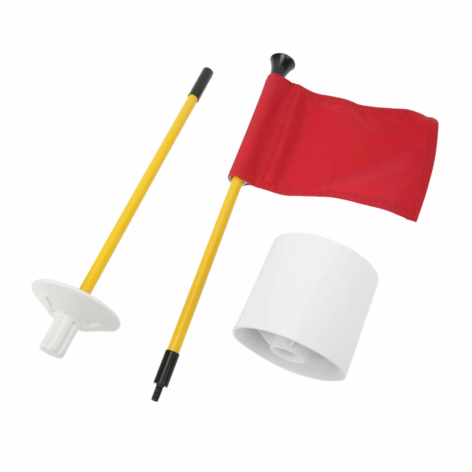 Ensemble de drapeaux pour trous de golf, tige de drapeau portable détachable en 2 sections pour mini green de putting, entraînement dans la cour avec trou de drainage et drapeau en (Rouge)