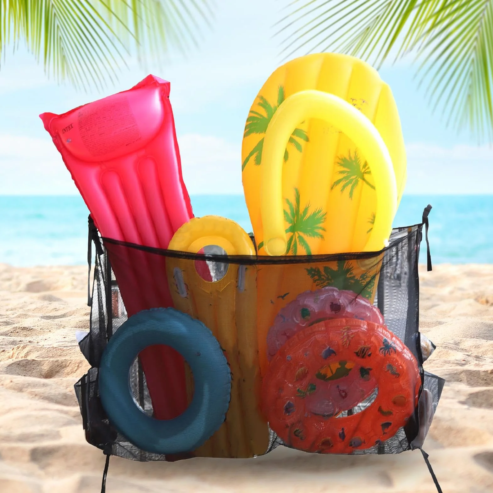 Grand Filet de Rangement Suspendu, Organisateur de Rangement pour Bouées de Piscine, Filet de Rangement pour Ballons de Basket-ball,