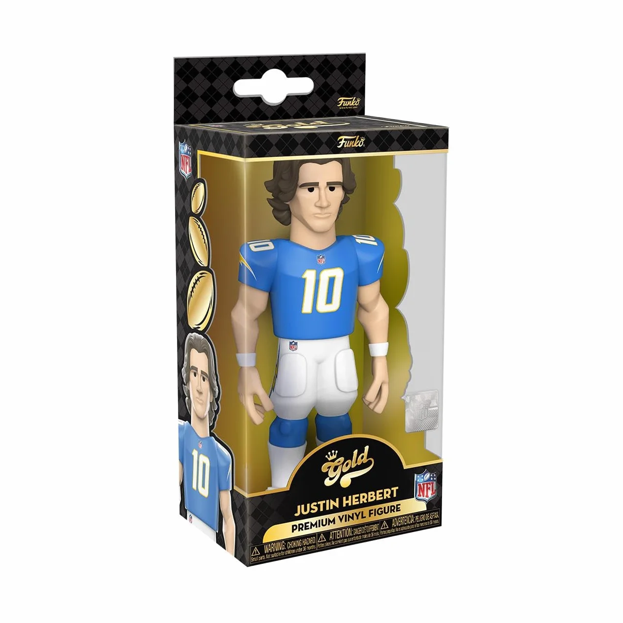 Funko Gold 5" NFL: Chargers - Justin Herbert - 1 Chance sur 6 D'avoir Une Variante Rare Chase - Figurine Articulée en Vinyle à Collectionner - Idée de Cadeau d'anniversaire - Produits Officiels