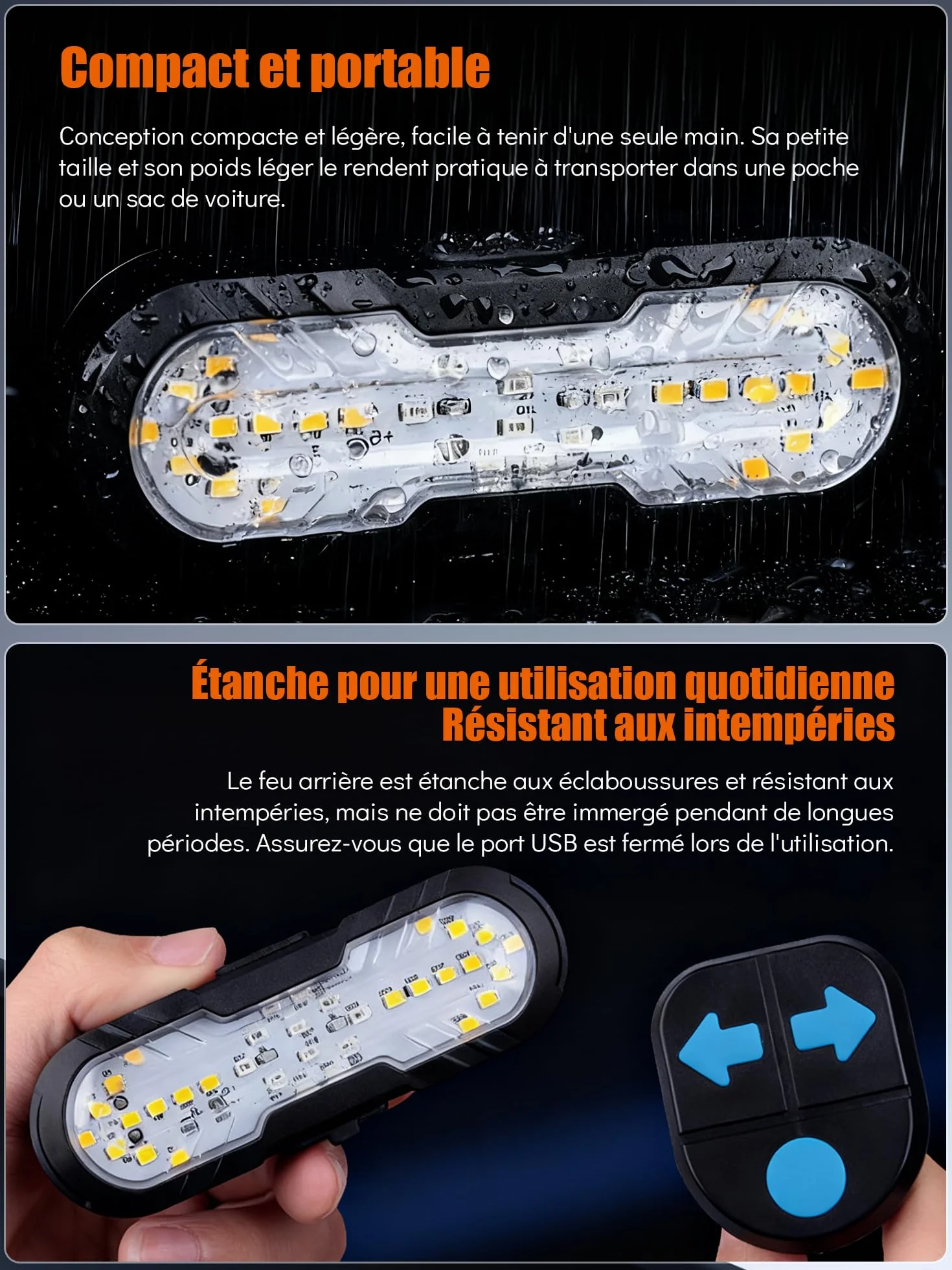 Clignotant de Vélo avec Télécommande,Résistant à l'eau Feu Arrière de Vélo avec Klaxon Bell 70dB,6 Modes D'éclairage Rechargeable par USB,Accessoires Vélo VTT pour Cyclisme