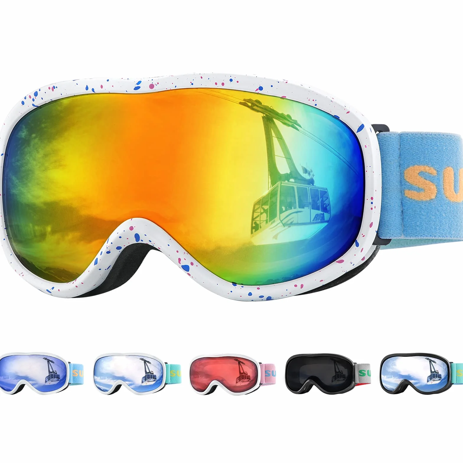 Supertrip Masque de Ski Enfant, Lunette de Ski 5 à 15 ans Anti-Buée/Poussière UV400, Masqué Ski Enfant pour le snowboard, l'alpinisme, la motoneige