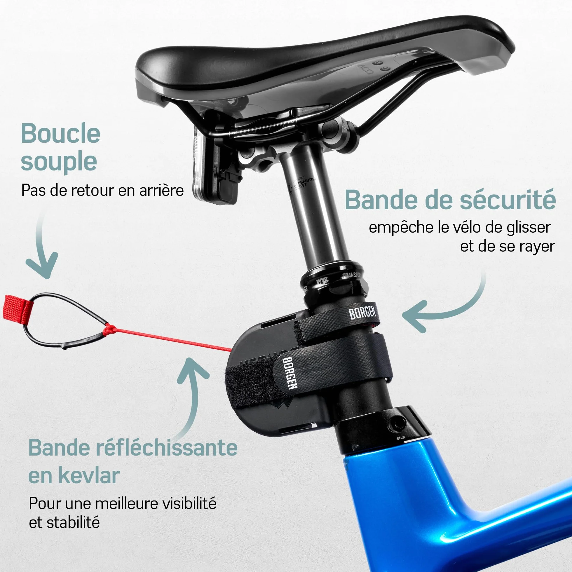 Borgen Corde de remorquage vélo pour Enfants et Adultes, Accrochage et Décrochage Sécurisés et Faciles, adapté pour Woom, Charge jusqu'à 120 kg.