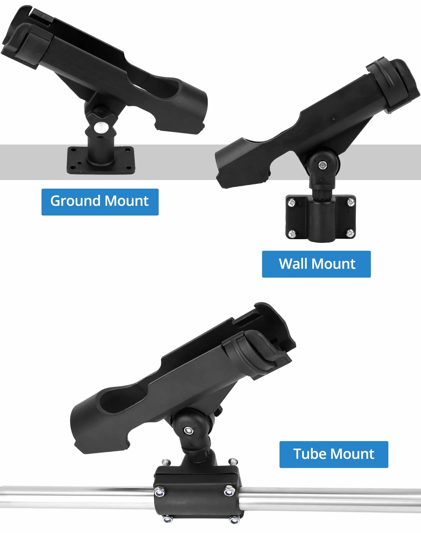 QWORK® 2 Pièces Support de Canne à Pêche - Réglable à 360 ° - Monter Horizontalement/sur des Murs/sur des Rails - pour Bateau Kayak