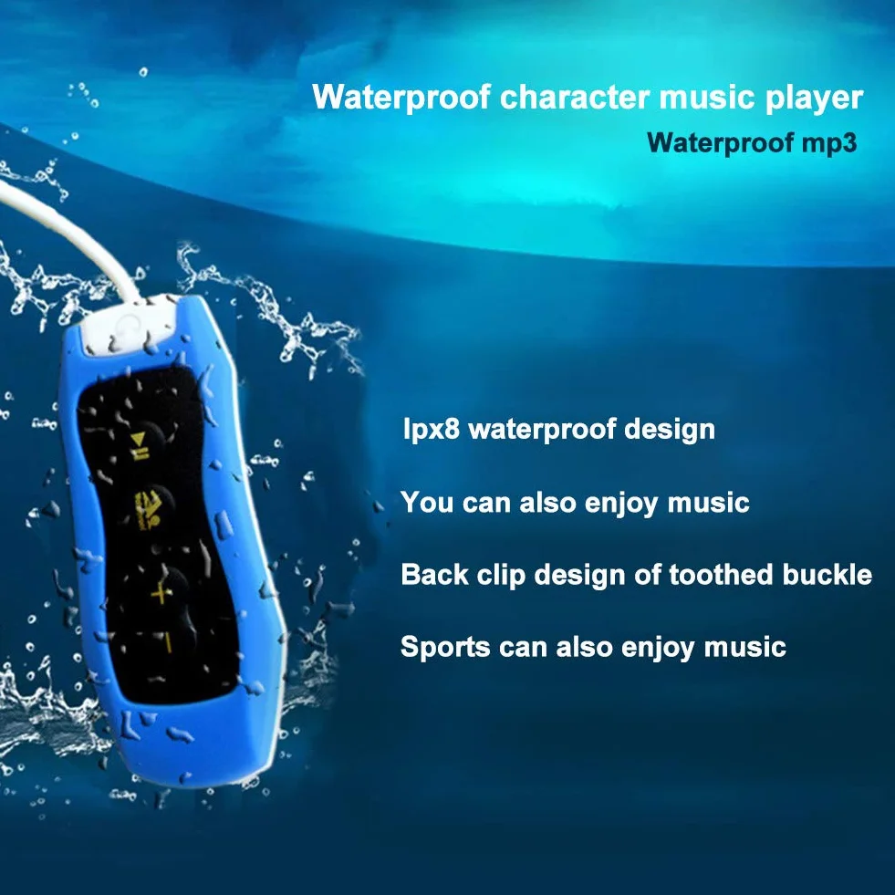 Lecteur MP3 portable étanche IPX8 radio FM rechargeable USB Orange