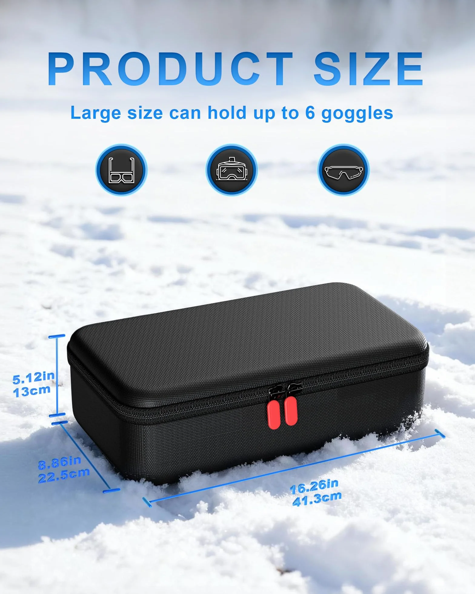 ProCase Grand Étui à Lunettes de Ski, Housse Rigide et Rangement Protégé Masque de Ski avec Poignée, Boîte pour Masque, Sac de Transport Goggle Case Protection