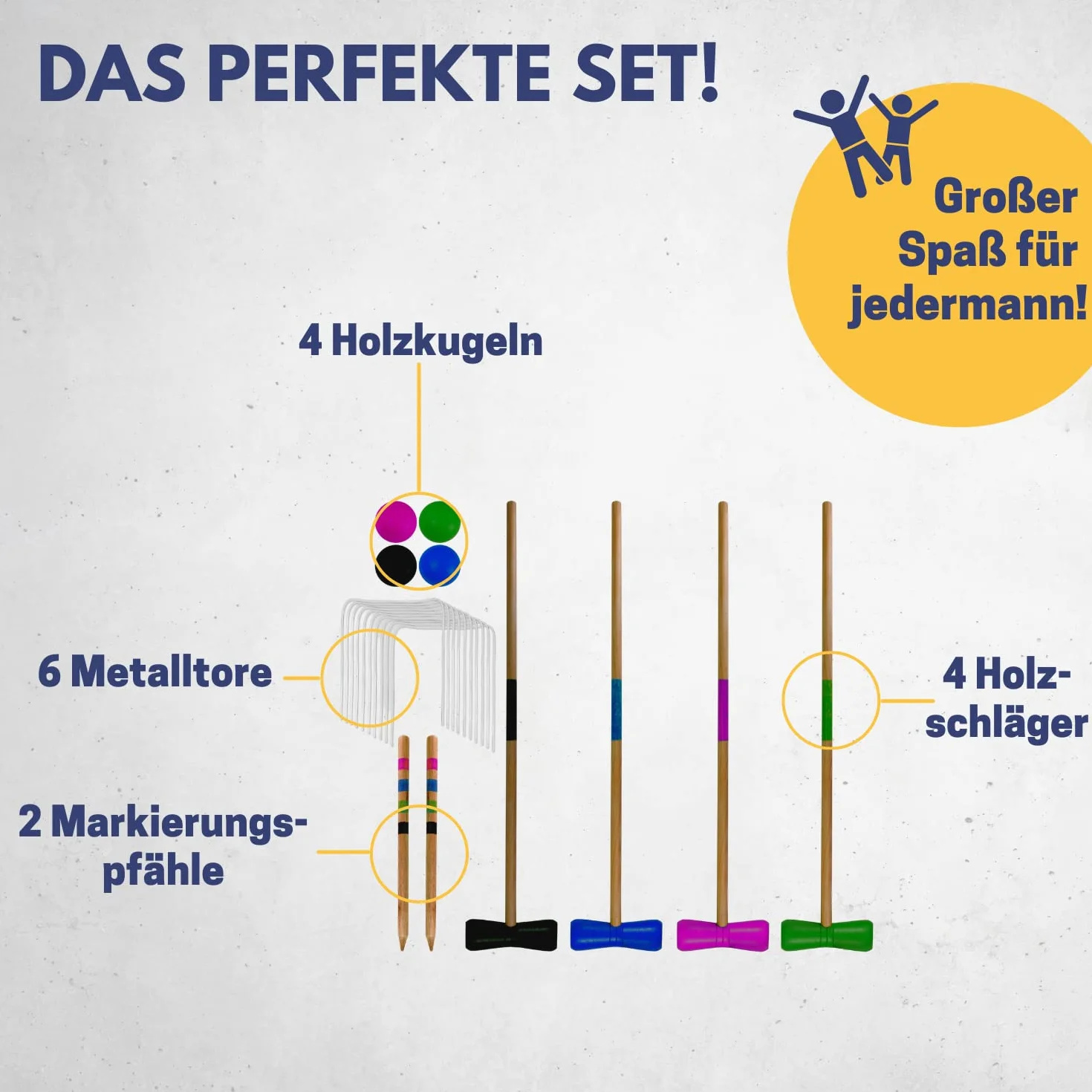BEST SPORTING Crocket - Crocket - Croquet pour adultes et enfants - Avec raquettes, boules, buts, piquets de marquage - Jeux de plein air pour adultes - Jeux de jardin pour enfants - Kit de croquet