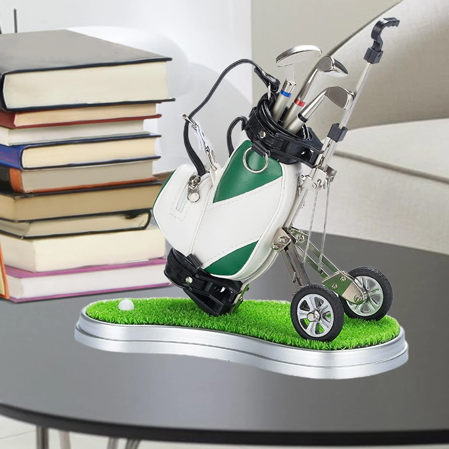 Porte-crayon en forme de sac de golf – Décoration de bureau miniature, idéal pour les amateurs de golf | Ensemble de stylos créatif au design club de golf, parfait comme souvenir unique