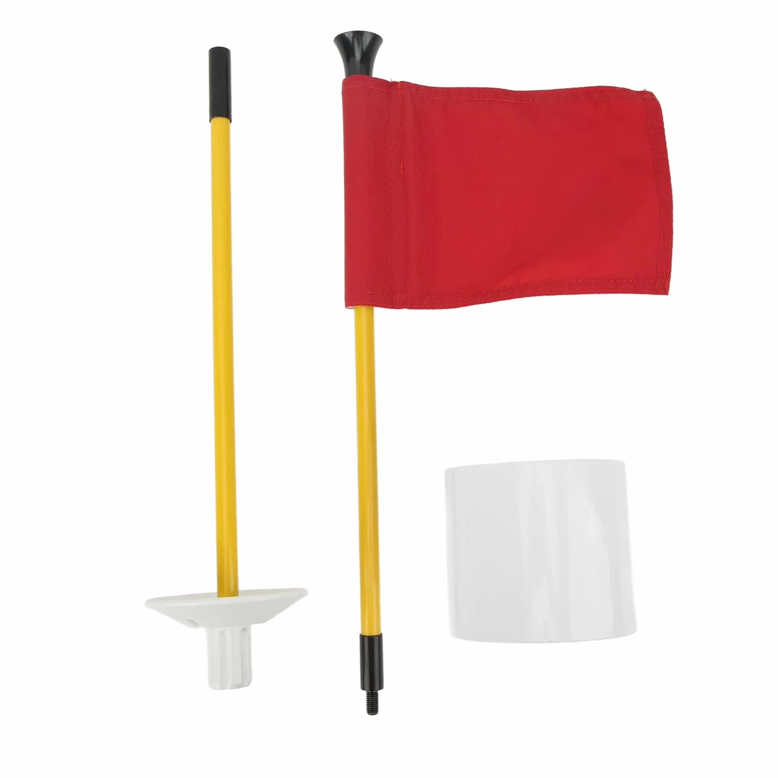 Ensemble de drapeaux pour trous de golf, tige de drapeau portable détachable en 2 sections pour mini green de putting, entraînement dans la cour avec trou de drainage et drapeau en (Rouge)