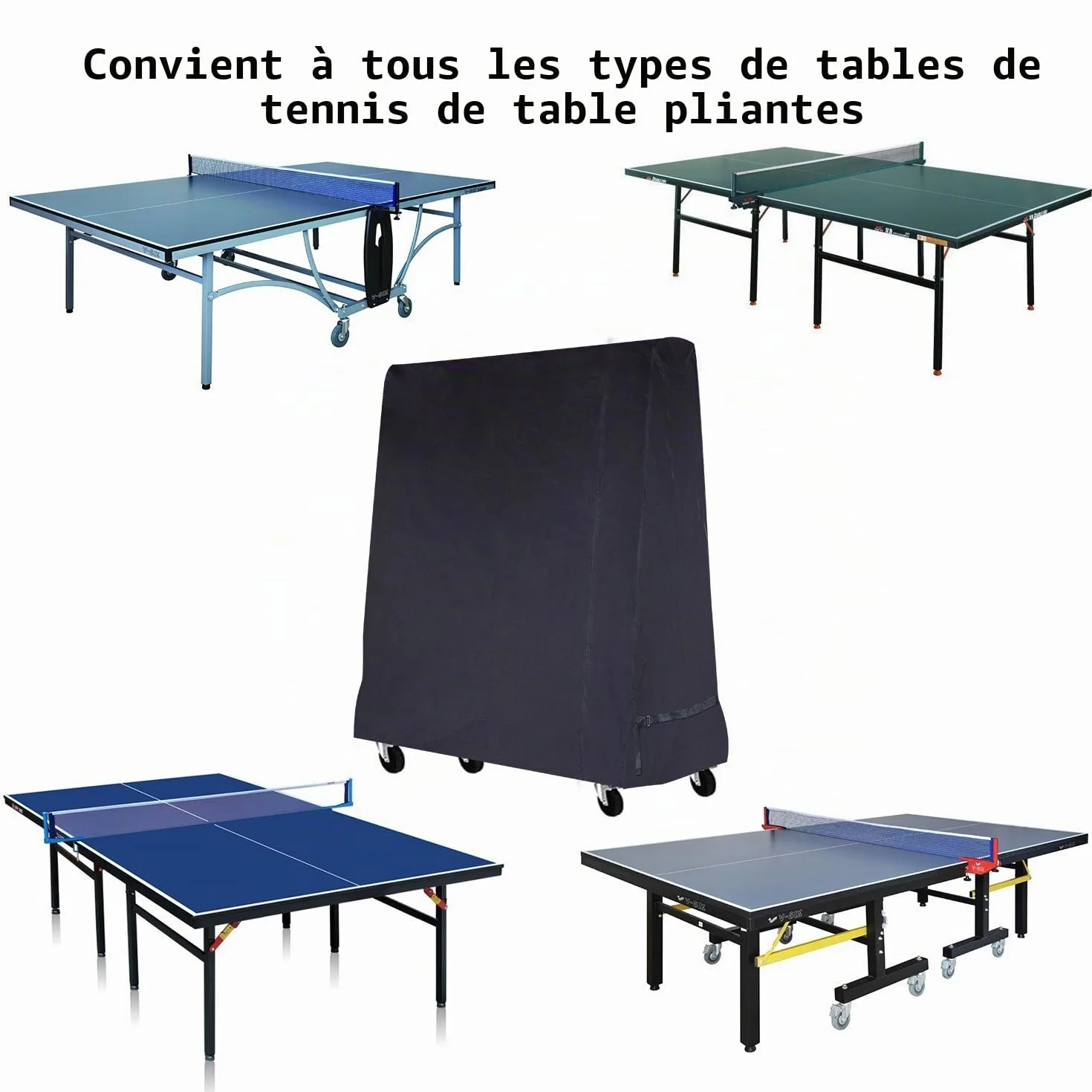 Housse de table de ping-pong imperméable Noir 185 x 70 x 165 cm