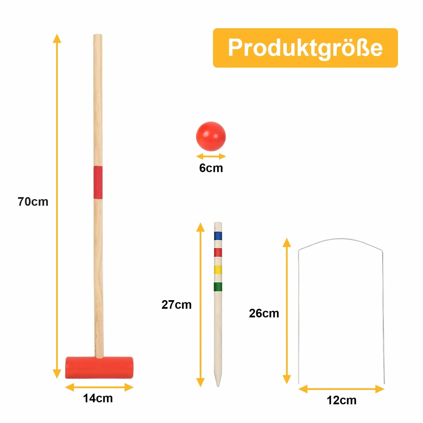 Jeu de Croquet Ensemble 2-4 Joueurs Jouets en Bois Enfants Adultes Jardin Plein air