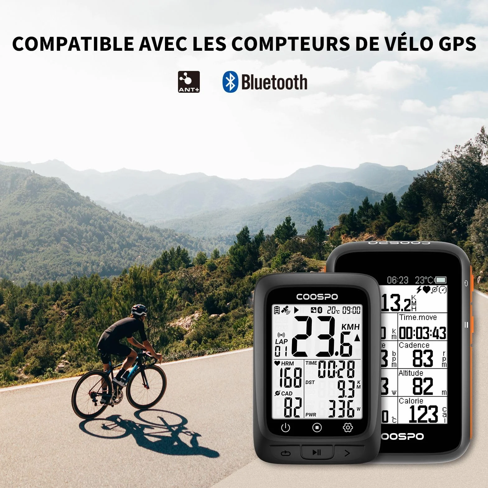 COOSPO BK9S Capteur de vitesse/cadence Bluetooth 5.0 ANT+ sans fil IP67 étanche