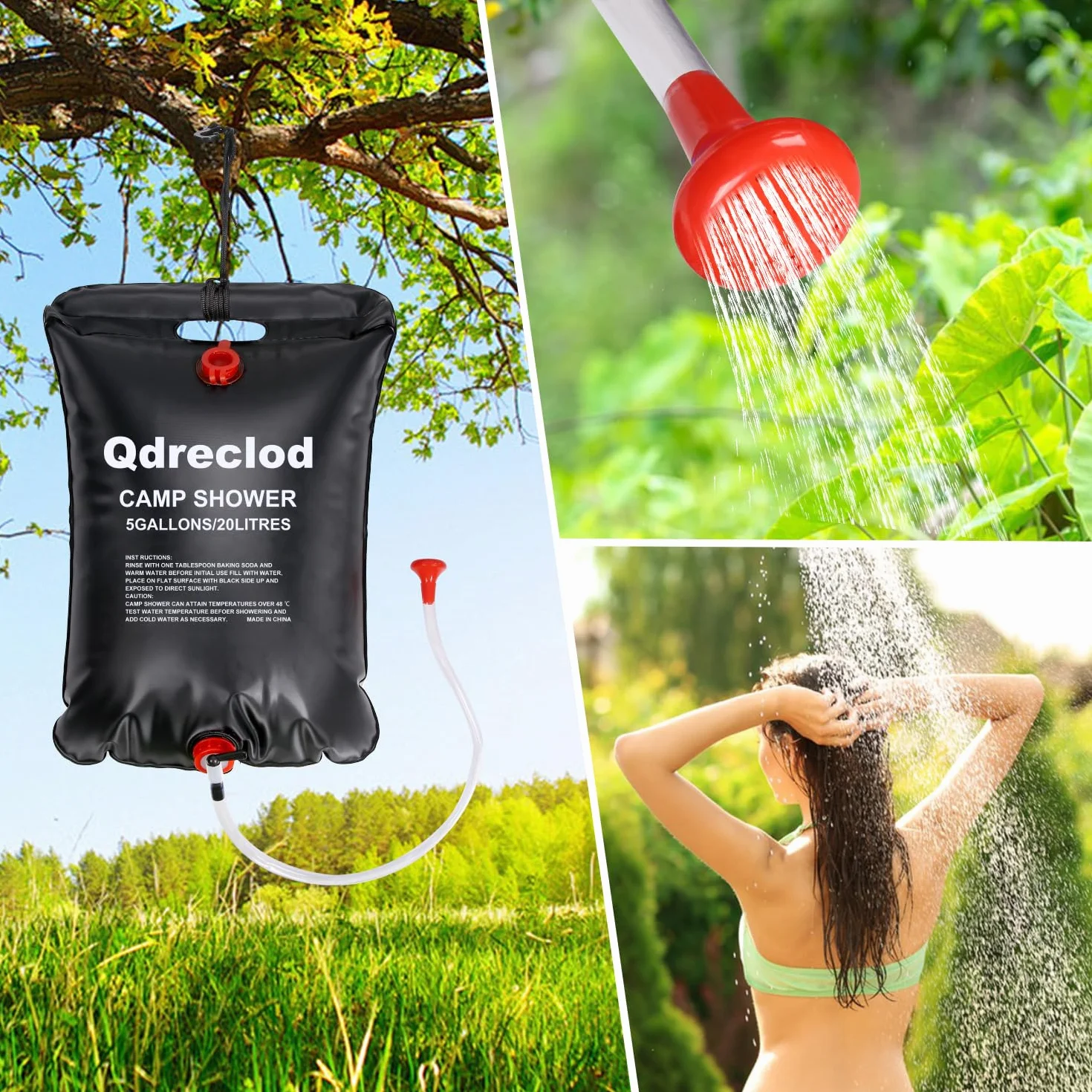 Lot 2 PCS Douche Solaire, 20L Sac de Douche Solaire Camping Pliable Sac de Douche Camping Portable Solaire Chauffe Sac de Douche de Sport Camping Randonée