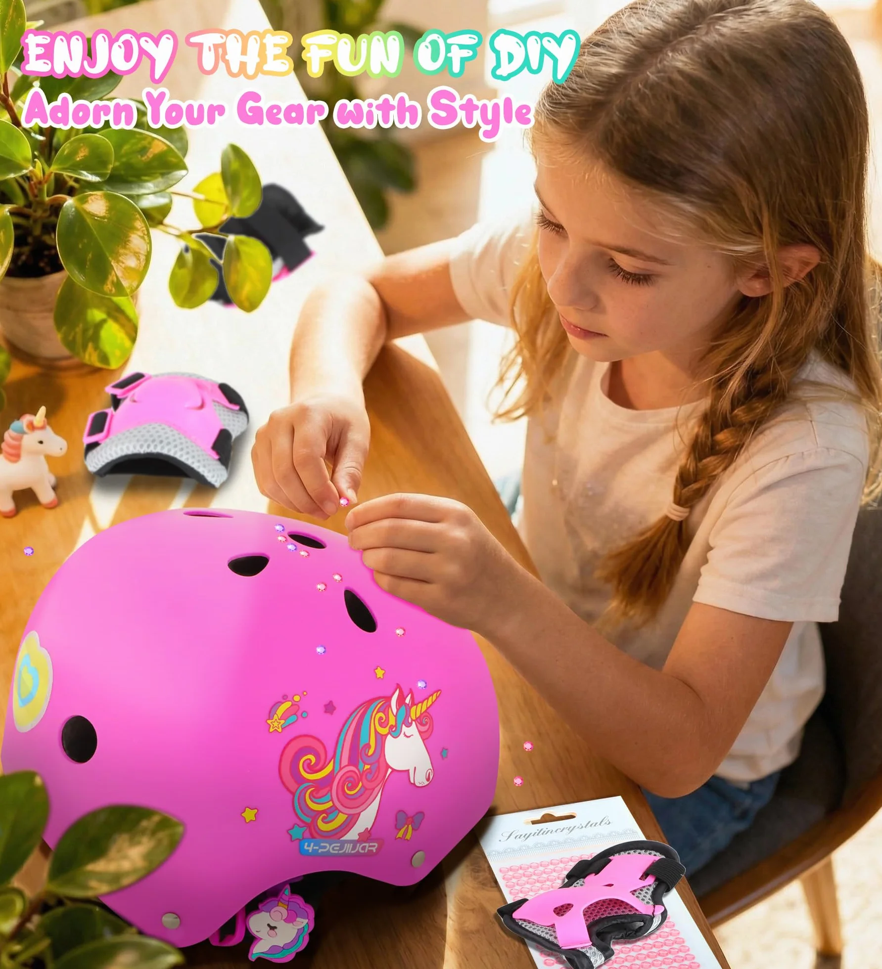Licorne Protection Roller Enfant Fille Genouillères pour Enfants Equipement de Protection avec Sac de Transport pour Scooters Vélos Inline Skates Skateboard
