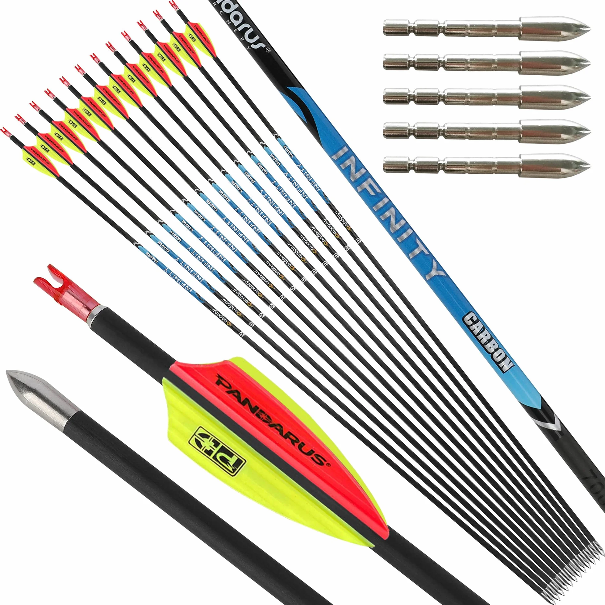 31" Flèche en Carbone Pur pour compétition Spine 200~1500 Flèches de Chasse ± 0,003" ID4,2 mm pour Arc Classique et Arc à poulies 12 pcs