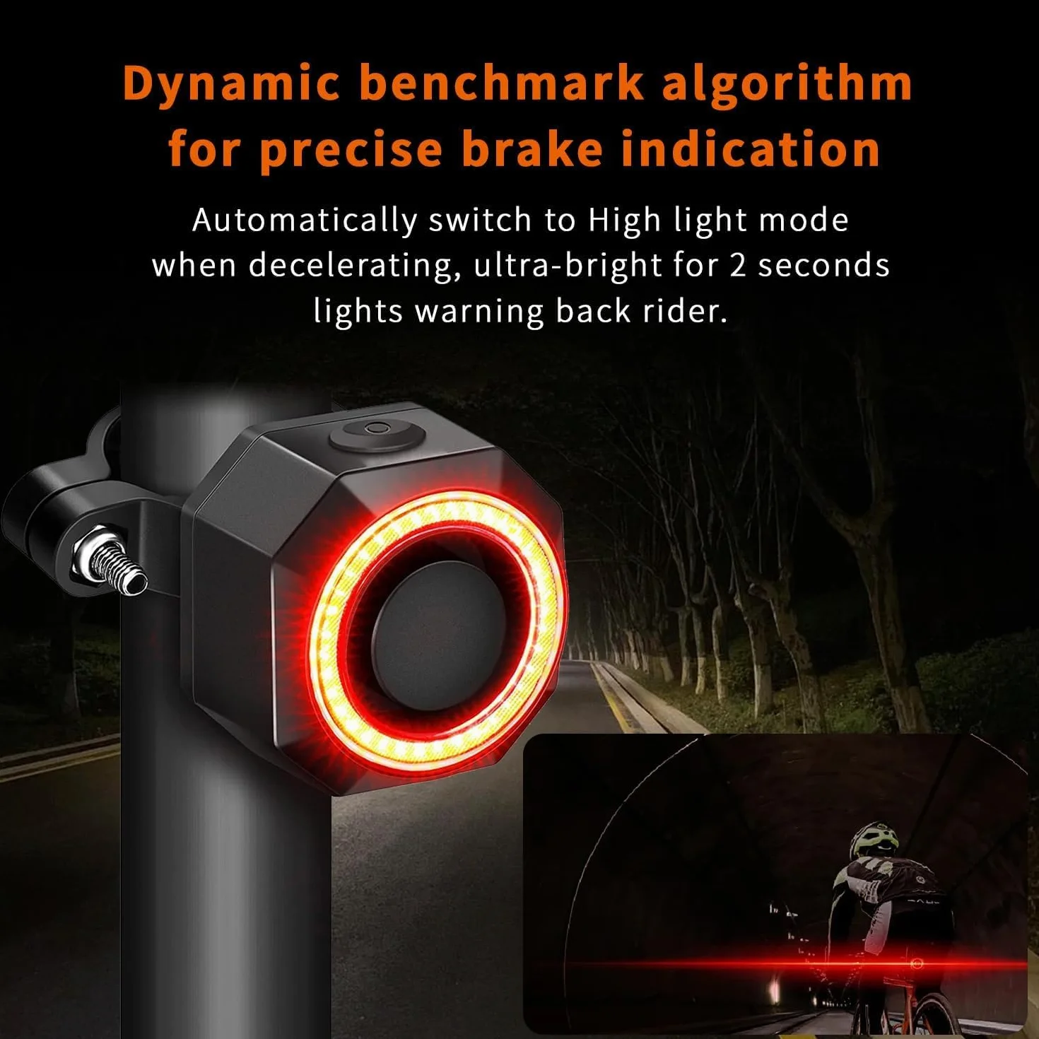 QUMOX SF33R Feu Arrière Vélo avec Alarme, Recharge USB-C, Feu Stop Intelligent, IP65 Étanche, Télécommande, Sirène Anti-Vol pour Vélo, VAE, Trottinette