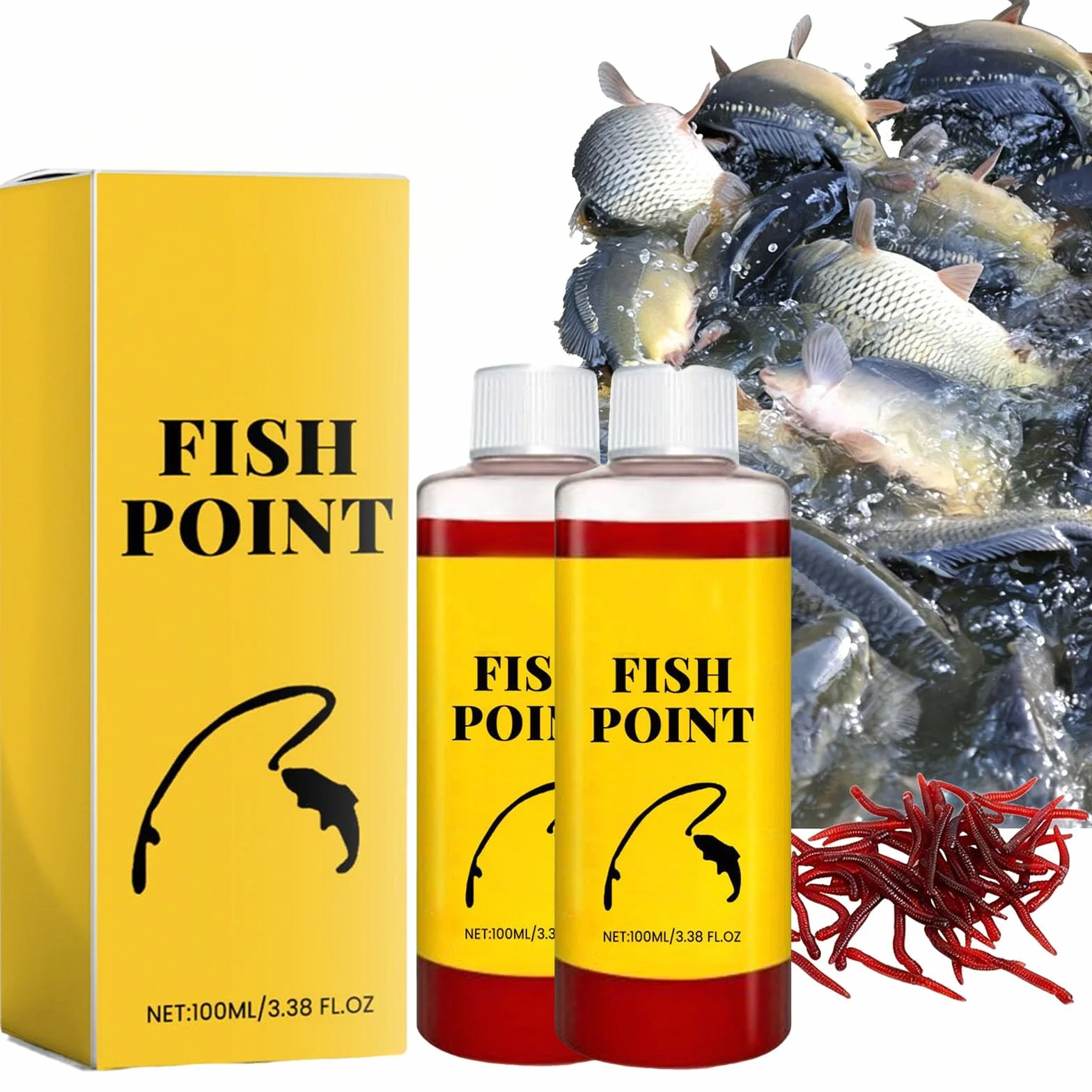 Concentrated Fish Attractant Liquid, Red Worm Formula Fishing Scent Bait Additive, 100ml Fish Point Liquid for Freshwater Fishing Trout Panfish