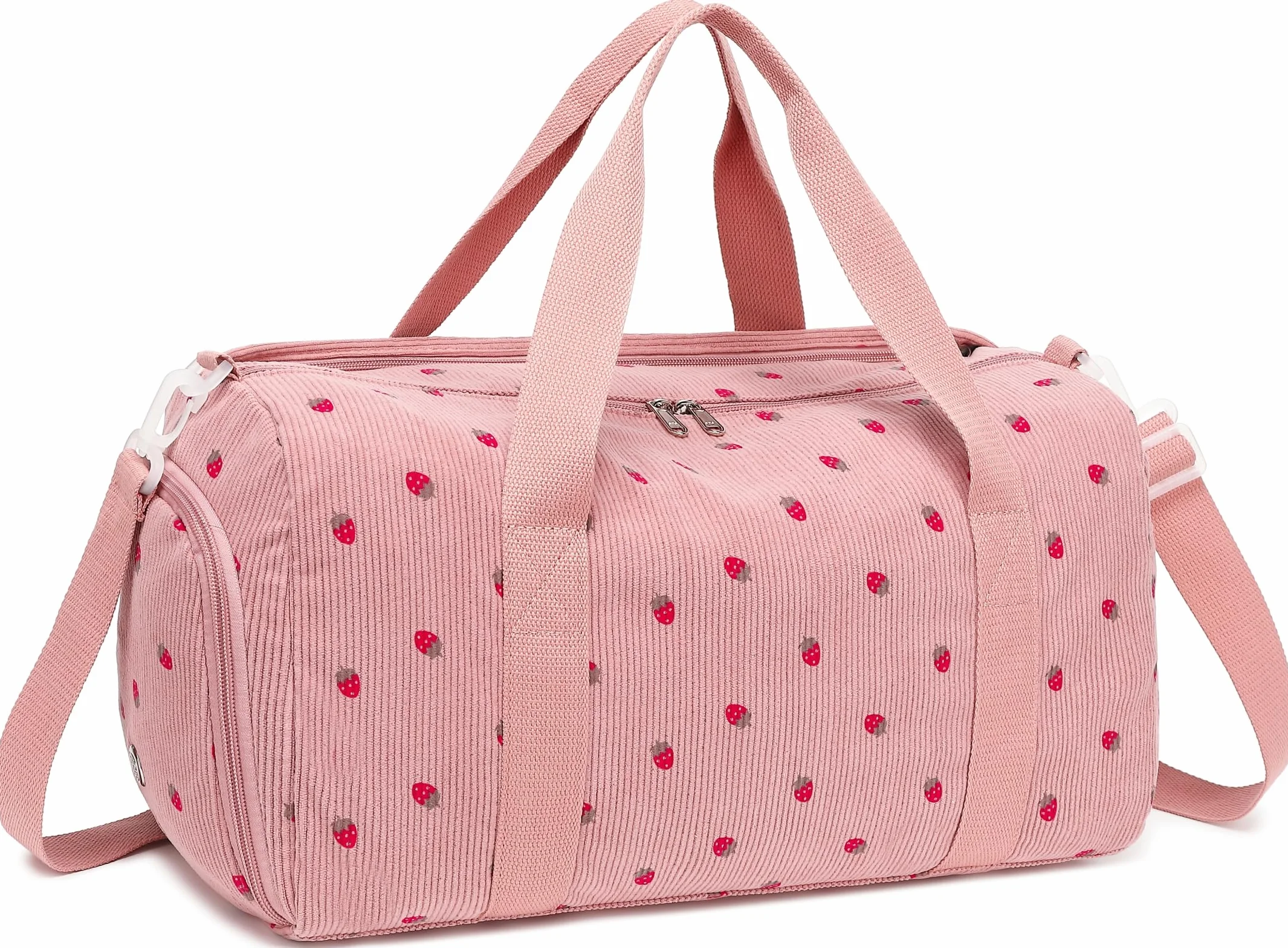 Sac de sport LEDAOU enfant compartiment chaussures humide velours côtelé rose fraise 46x22x23 cm