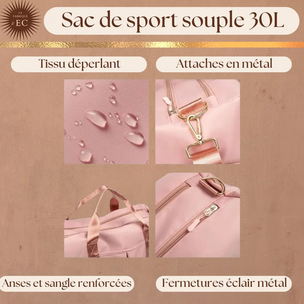 Sac de Sport Souple Rose 30L Gym La Fabrique d'EC