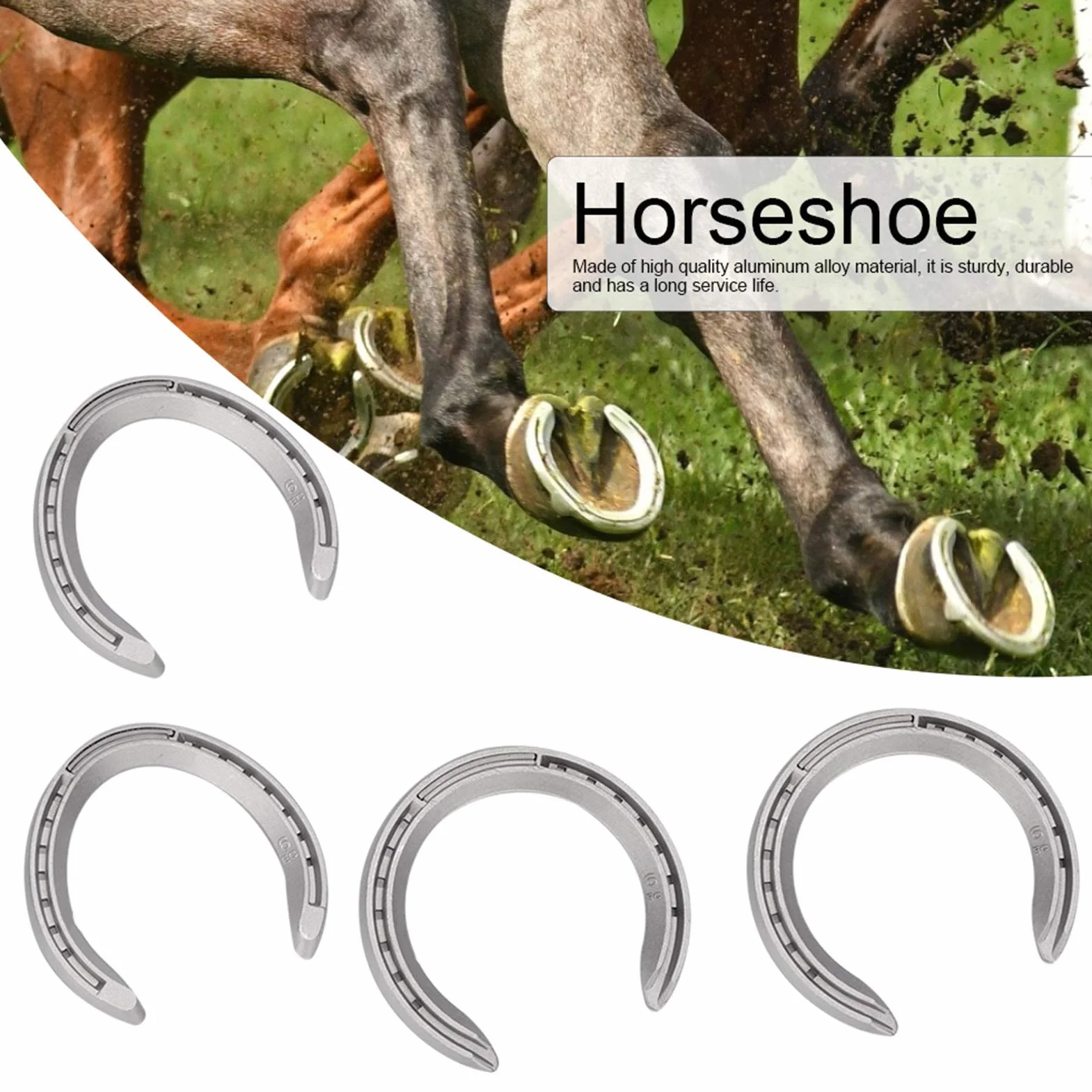 JTLB Lot de 4 fers à cheval en alliage d'aluminium - Outil d'équitation - Accessoires (taille 6)