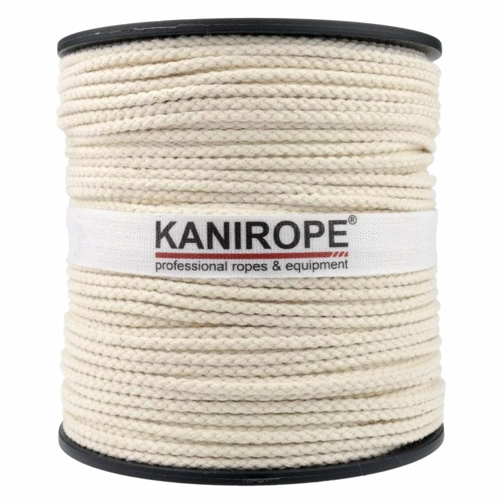 Kanirope® Corde Cordage en Coton COBRAID 3mm 100m tressée Blanc Crème