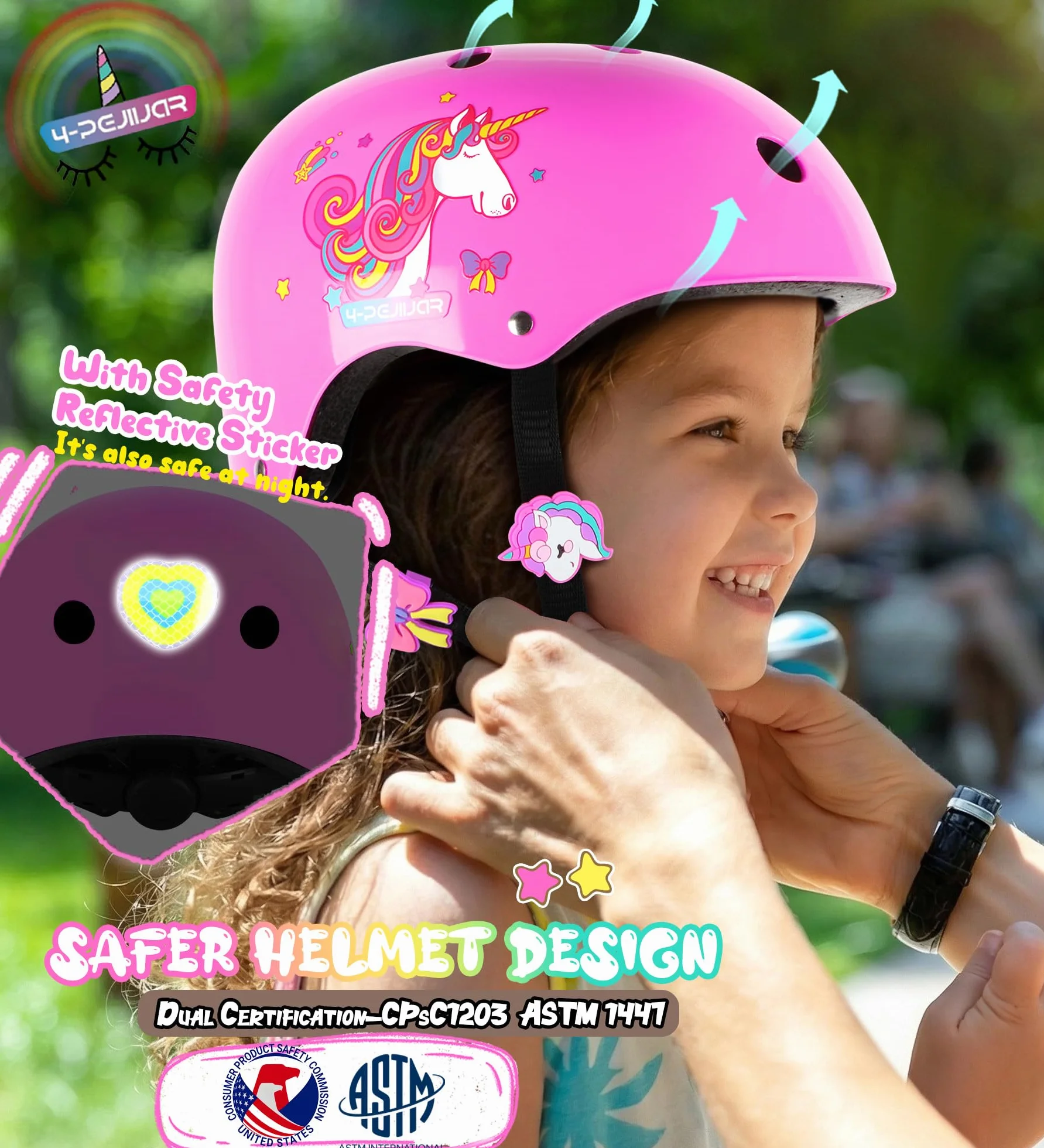 Licorne Protection Roller Enfant Fille Genouillères pour Enfants Equipement de Protection avec Sac de Transport pour Scooters Vélos Inline Skates Skateboard