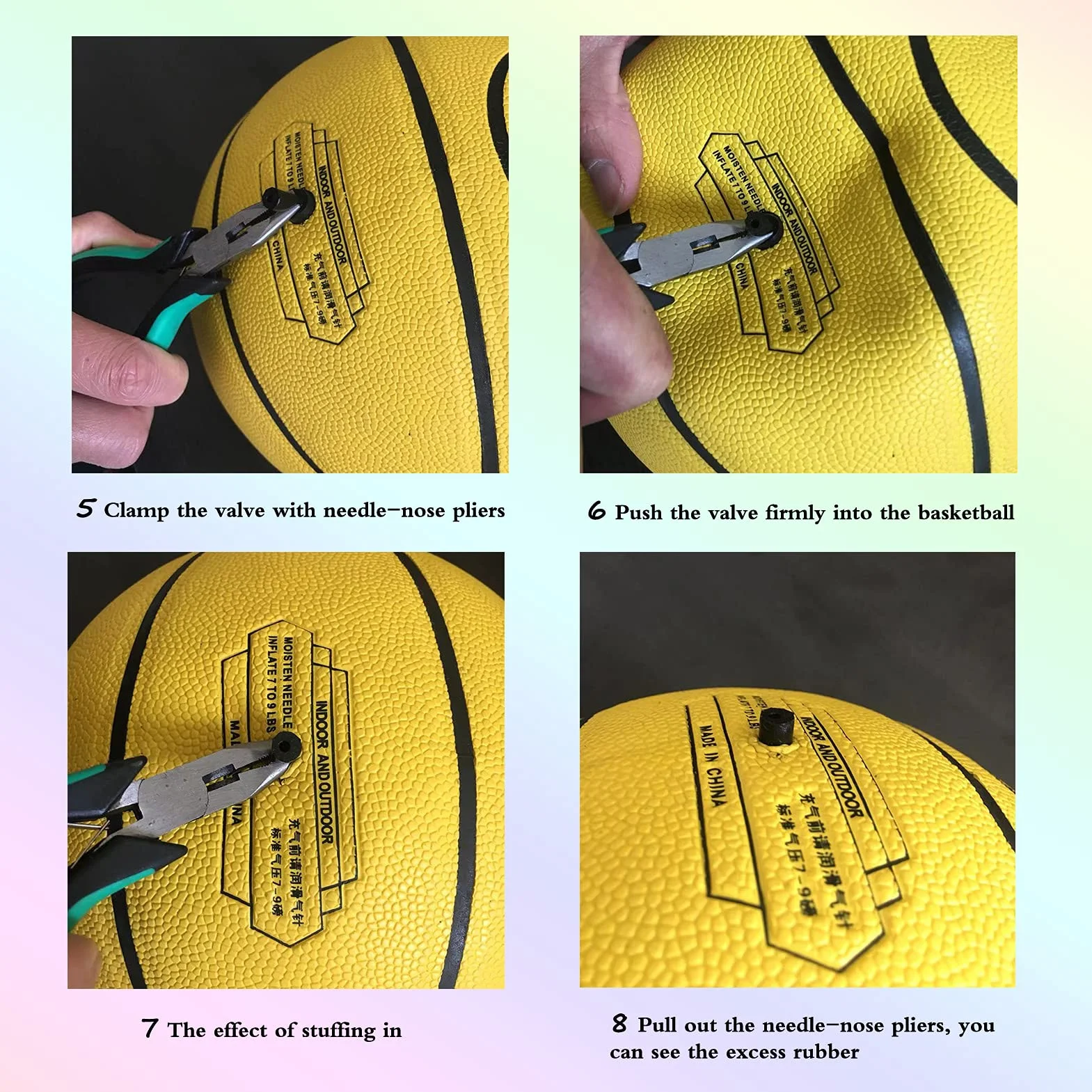 MINDCOLLISION Valve de rechange pour vanne de basket-ball, kit de réparation de fuite de ballon de sport, docteur de ballon de sport, valve blanche et noire, convient pour basket-ball, football,