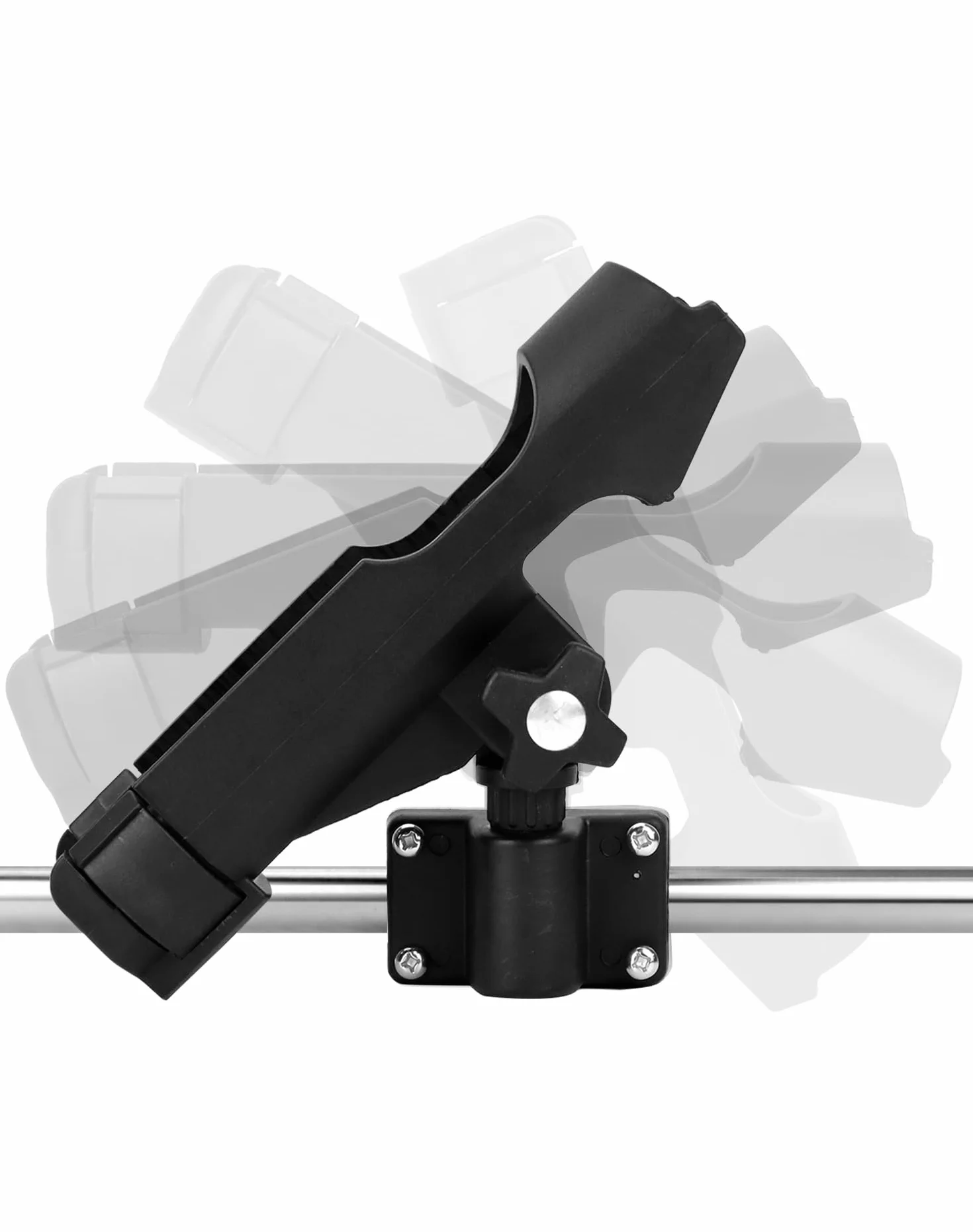 QWORK® 2 Pièces Support de Canne à Pêche - Réglable à 360 ° - Monter Horizontalement/sur des Murs/sur des Rails - pour Bateau Kayak