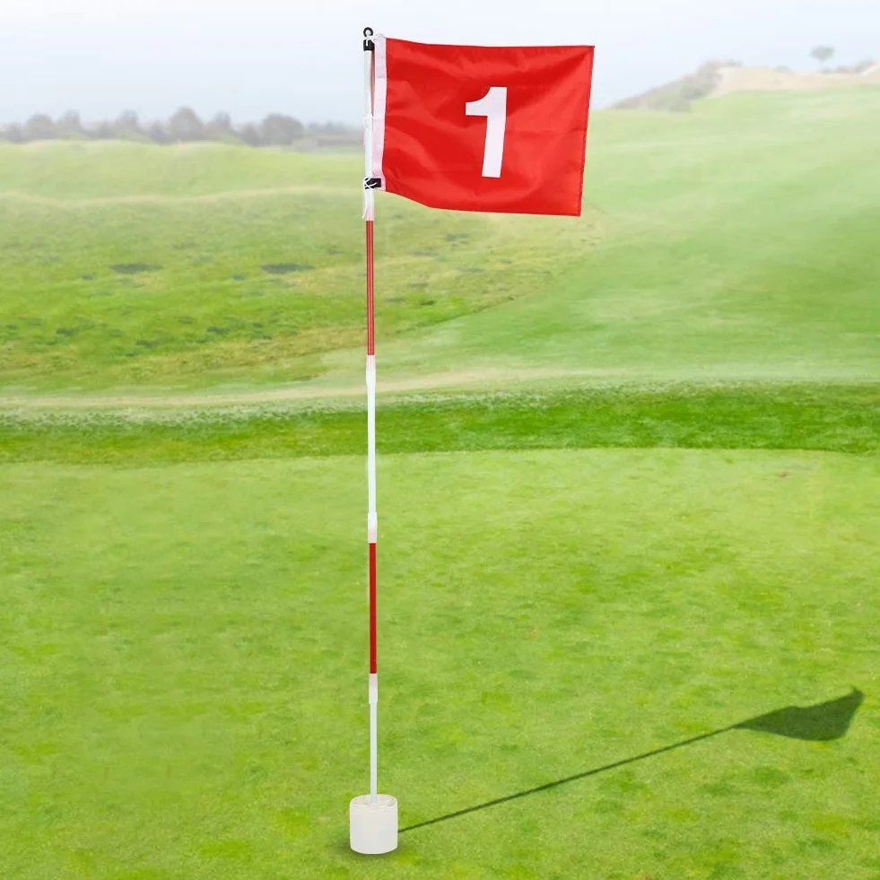 Mât de Golf, Amovible 5 Sections avec Gobelets Drapeau Vert pour Entraînement et Compétition Clubs Joueurs