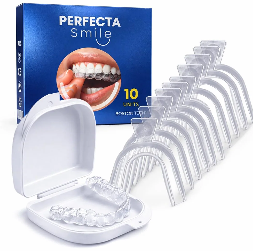 Boston Tech Lot de 10 attelles dentaires pour bruxisme nocturne | Protège-dents pour combler et serrer les dents | Ajustement personnalisé | Utilisation pour le sommeil et le sport | Sans BPA | Étui