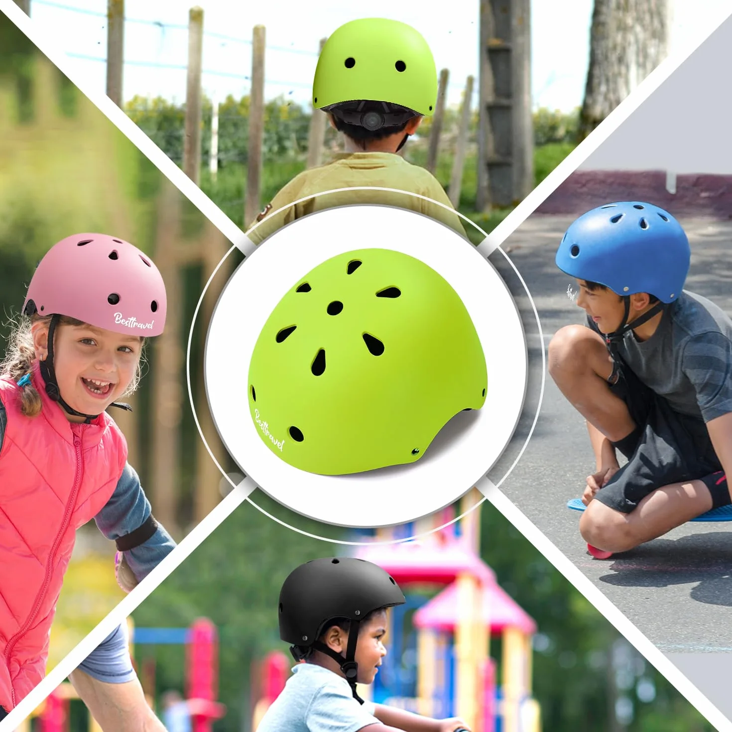 Besttravel Casque réglable pour enfants de 3 à 8 ans, garçons et filles, sécurité multi-sports