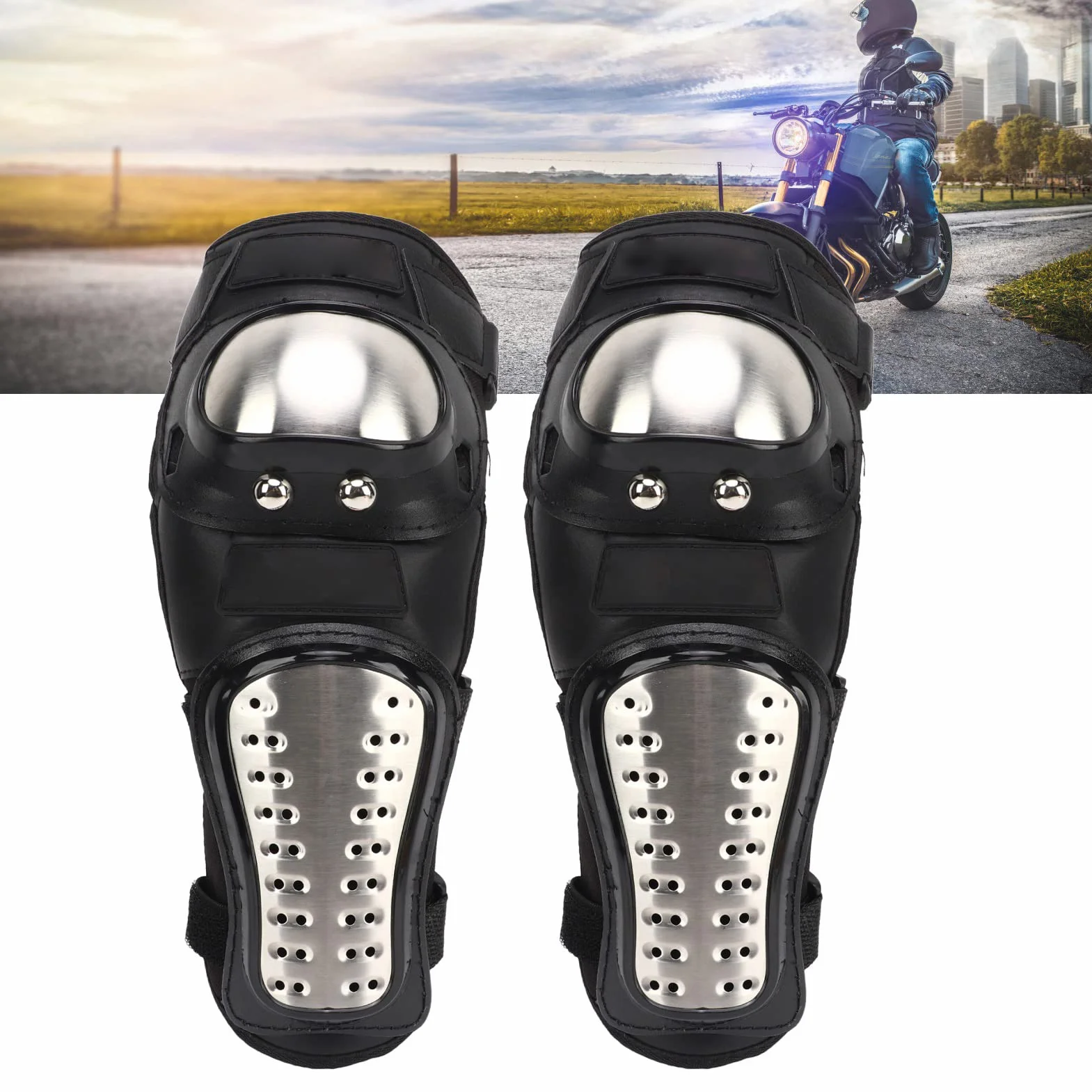 Protecteur de Coude Moto, Résistance à la Chute, Acier Inoxydable, EVA Flexible, Protection Équitation, pour Riders, Cyclisme, Aventure, Sports Extérieurs, Vélo de