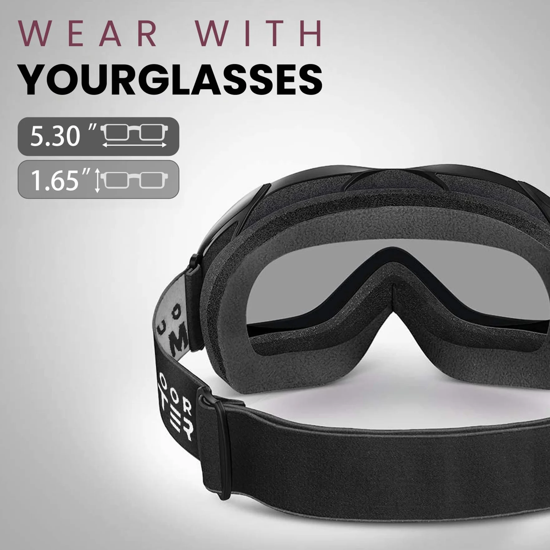 OutdoorMaster Masque de Ski OTG - Anti-Buée Lunettes de Ski, Anti-poussière Coupe-Vent 100% protection UV400 Masques de Snowboard pour Hommes & Femme,Garçons et Filles