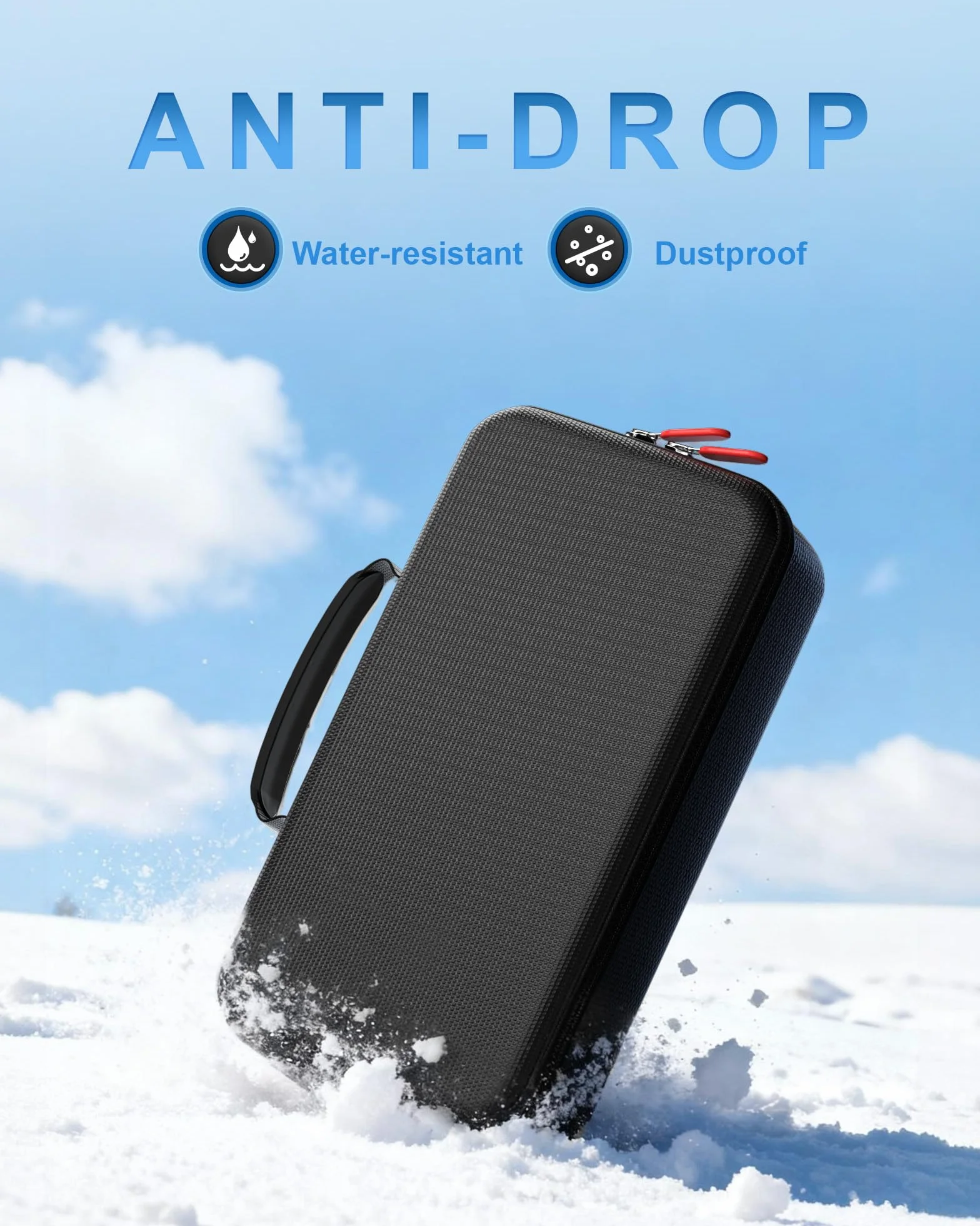 ProCase Grand Étui à Lunettes de Ski, Housse Rigide et Rangement Protégé Masque de Ski avec Poignée, Boîte pour Masque, Sac de Transport Goggle Case Protection