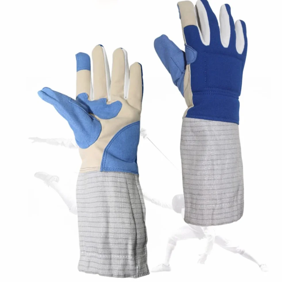 Gants d'escrime - Manches en tissu métallique - Gants de match de sabre - Gants d'entrainement et de compétition pour adultes et enfants - Équipement conducteur de sabre (XXS-XXL)
