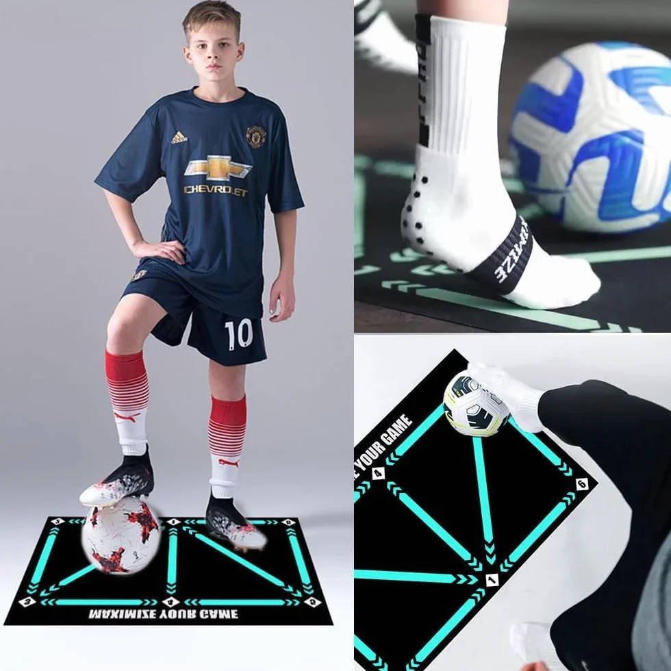 Tapis d'entraînement de football antidérapant bleu - Accessoires de dribble
