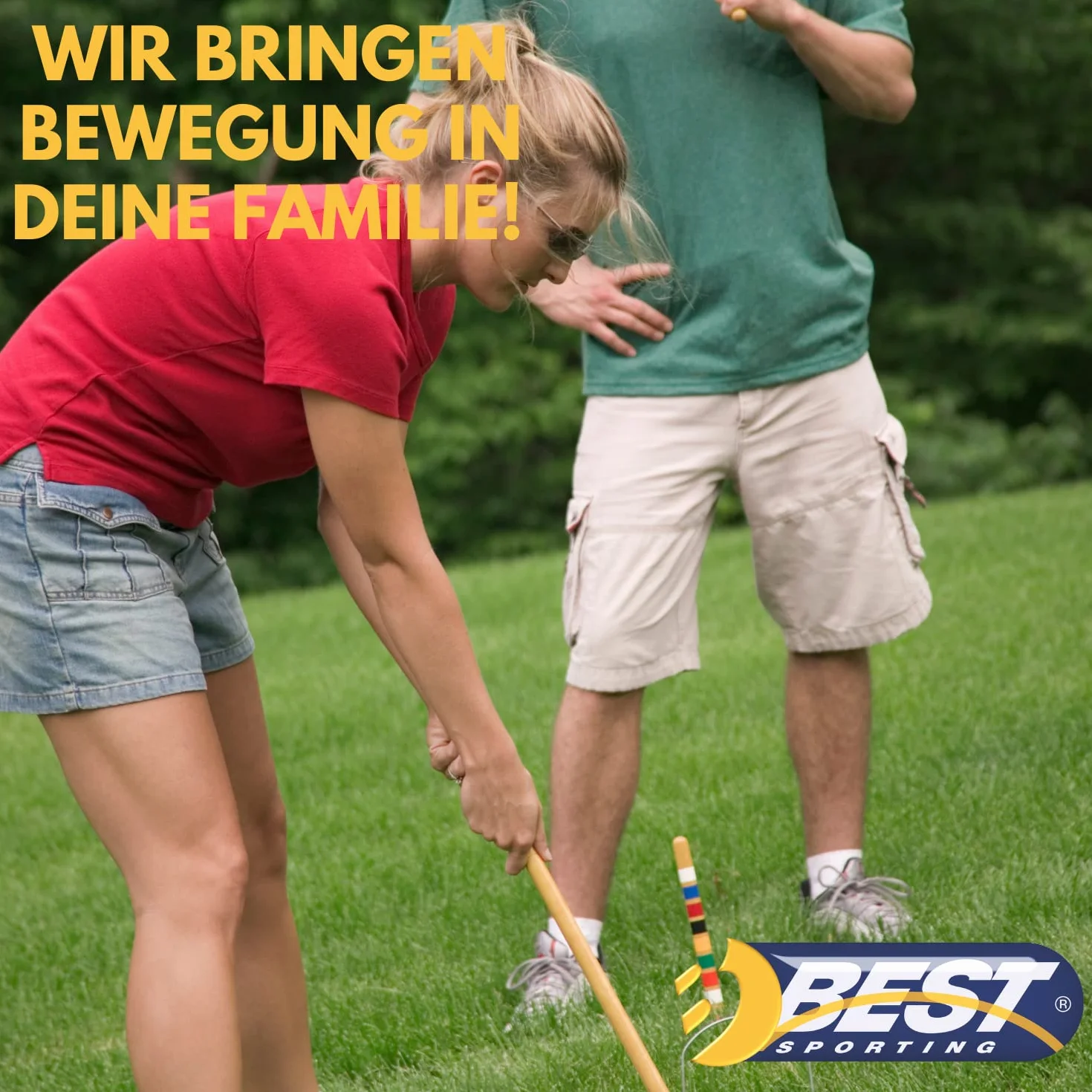 BEST SPORTING Crocket - Crocket - Croquet pour adultes et enfants - Avec raquettes, boules, buts, piquets de marquage - Jeux de plein air pour adultes - Jeux de jardin pour enfants - Kit de croquet