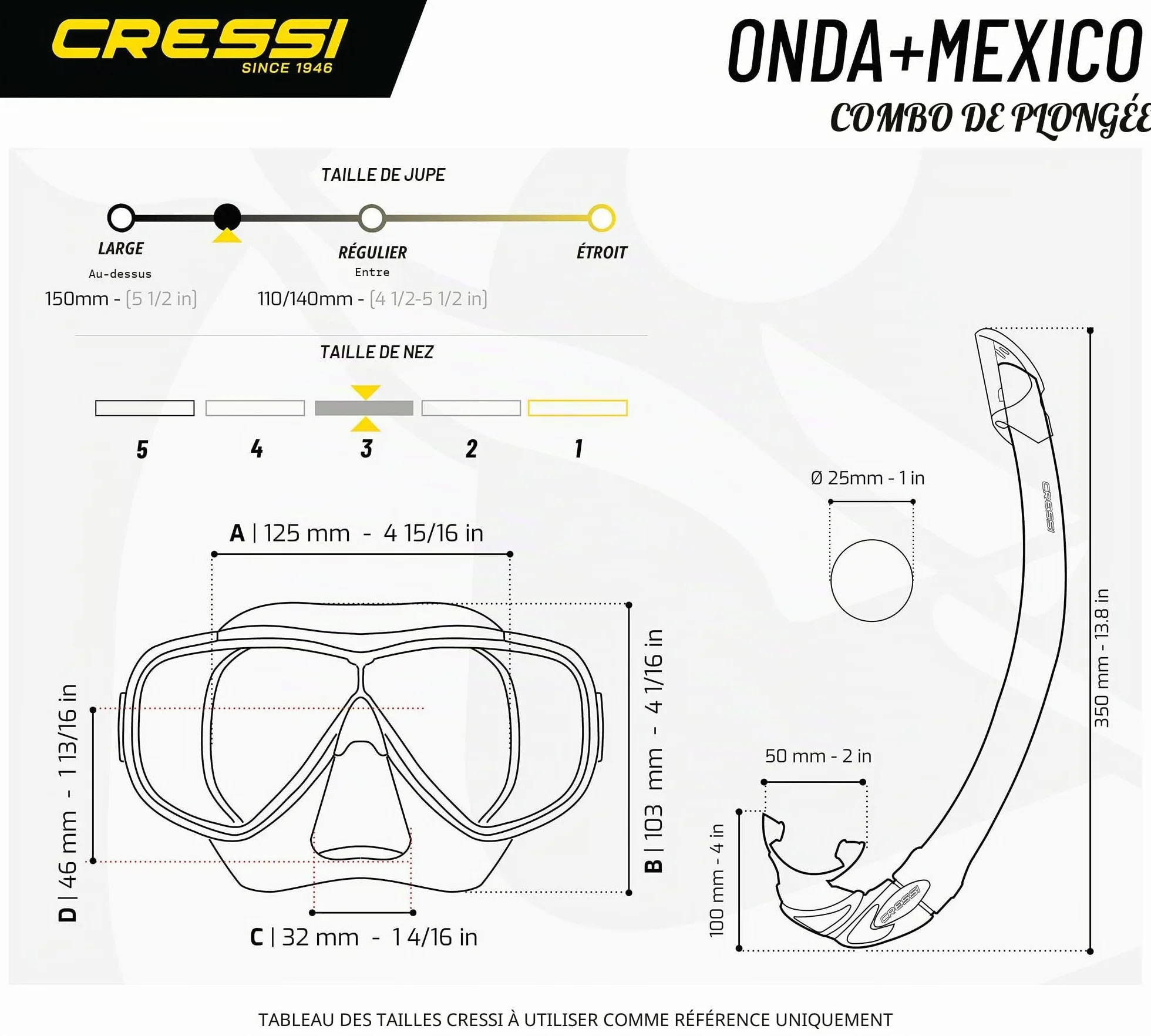 Cressi Sub S.p.A. Onda Mare Masque et Tuba Mexico plongée