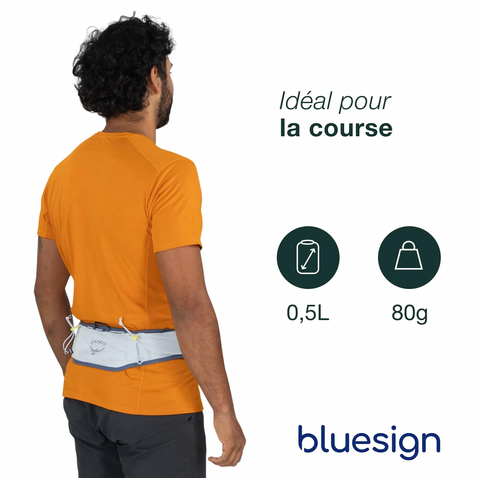 Osprey Duro Dyna LT Sac Banane d'hydratation avec flasques Souples hydrauliques pour la Course à Pied, Doublure Bleu Cascade/Argent