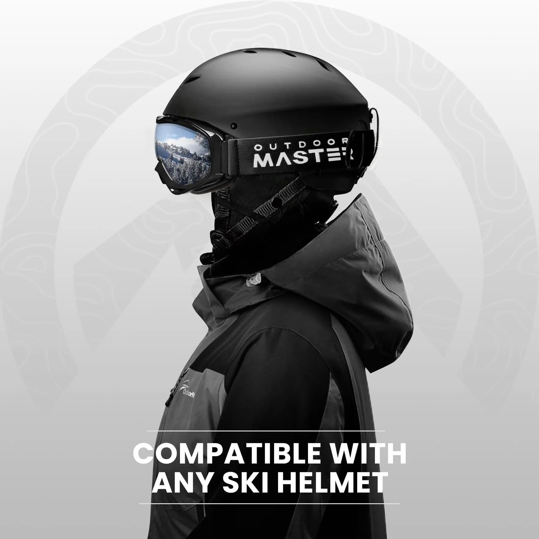 OutdoorMaster Masque de Ski OTG - Anti-Buée Lunettes de Ski, Anti-poussière Coupe-Vent 100% protection UV400 Masques de Snowboard pour Hommes & Femme,Garçons et Filles