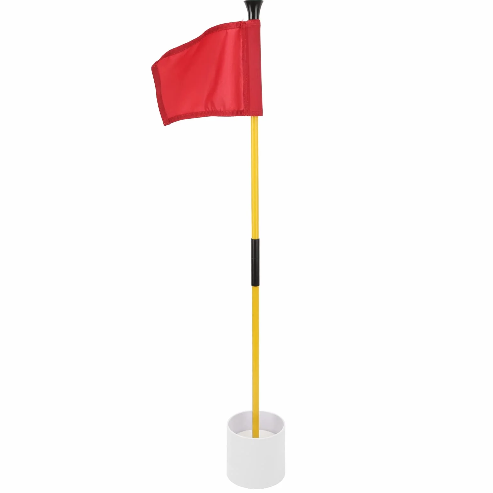 Ensemble de drapeaux pour trous de golf, tige de drapeau portable détachable en 2 sections pour mini green de putting, entraînement dans la cour avec trou de drainage et drapeau en (Rouge)